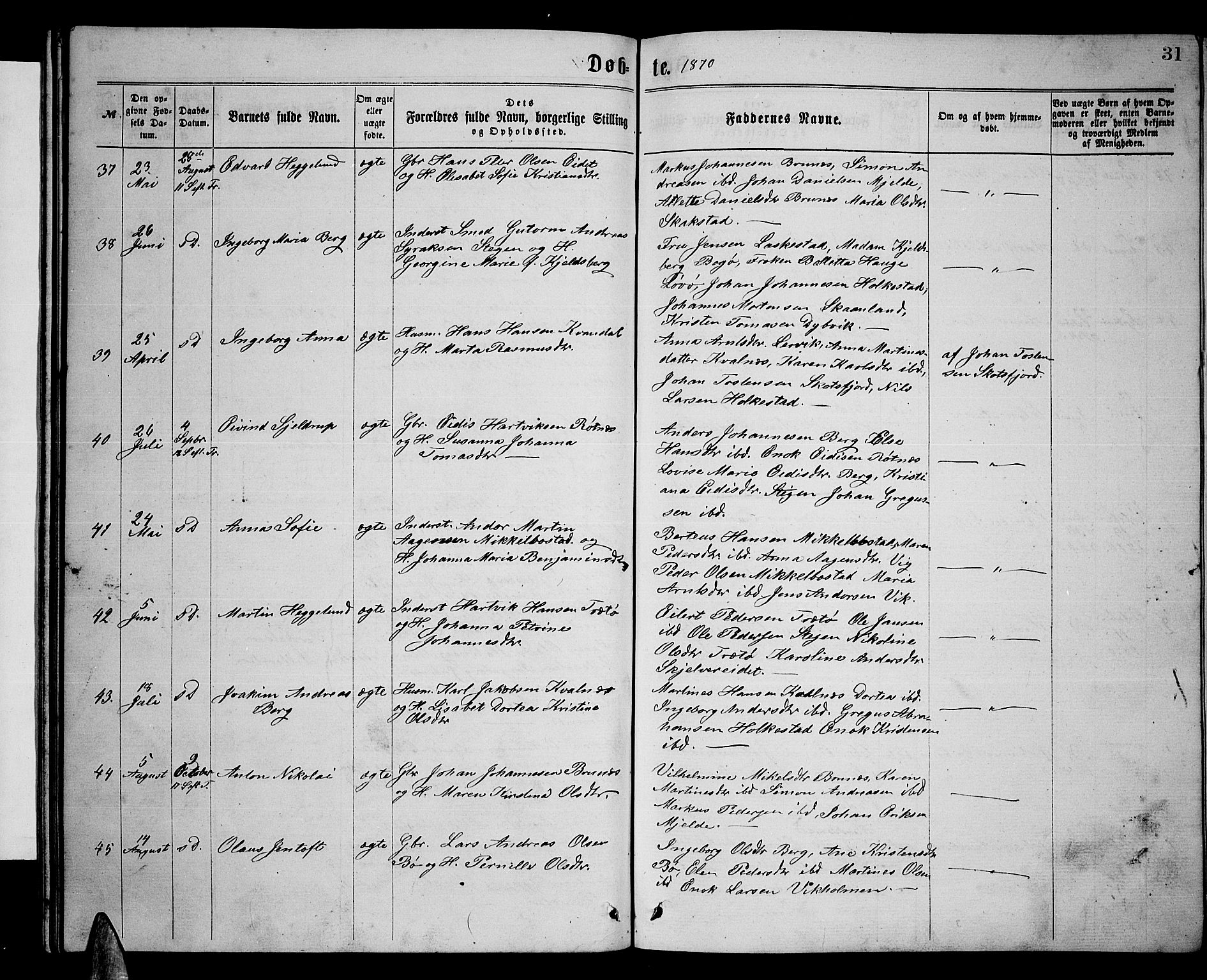 Ministerialprotokoller, klokkerbøker og fødselsregistre - Nordland, SAT/A-1459/855/L0815: Parish register (copy) no. 855C04, 1865-1878, p. 31