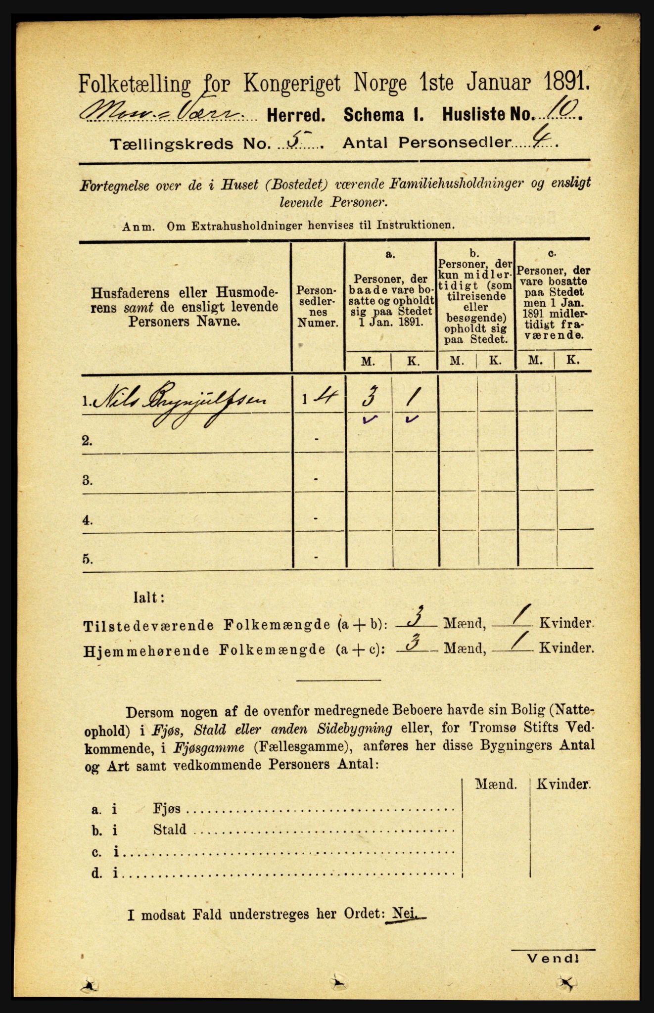 RA, 1891 census for 1723 Mosvik og Verran, 1891, p. 1906