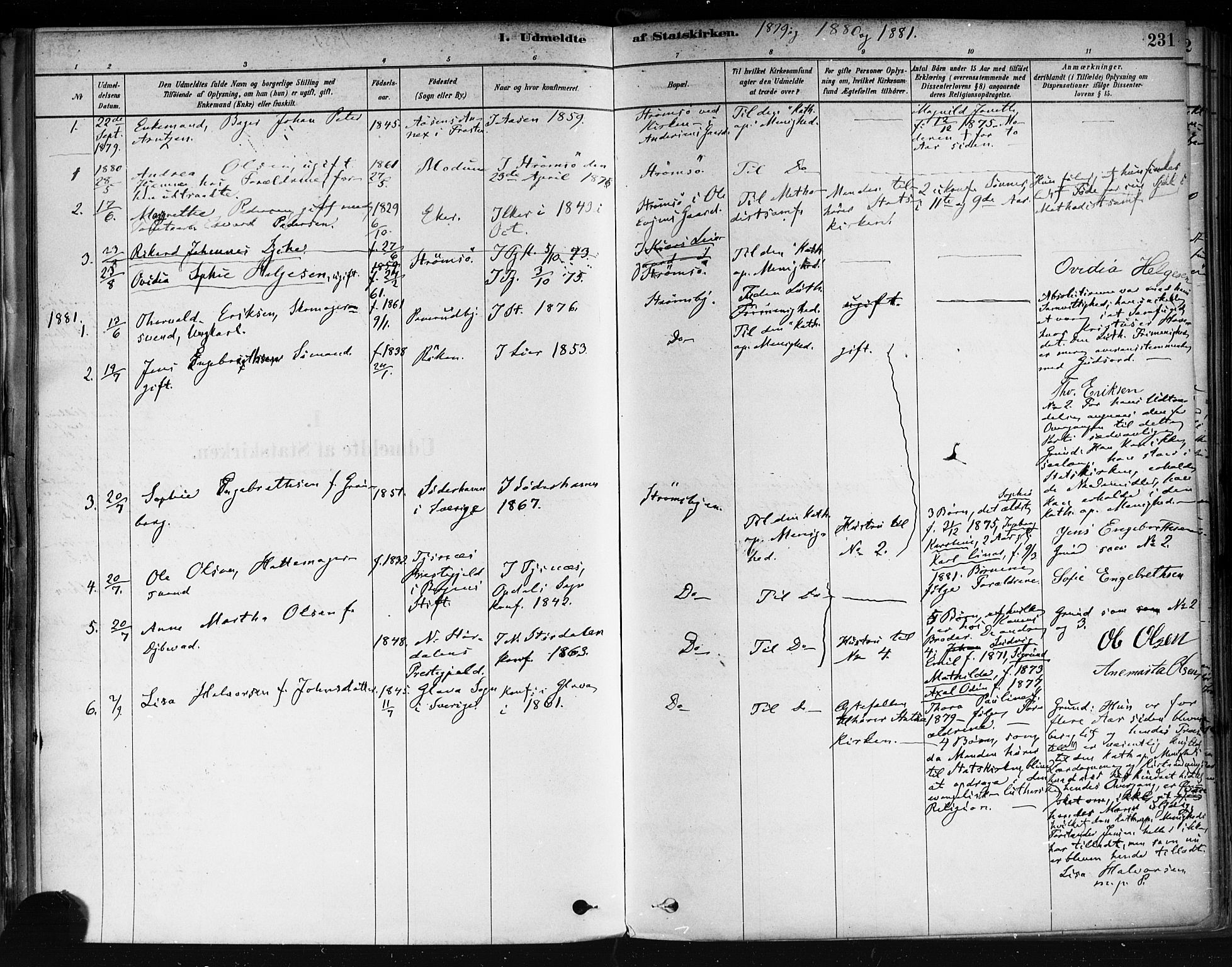 Strømsø kirkebøker, AV/SAKO-A-246/F/Fa/L0022: Parish register (official) no. I 22, 1879-1899, p. 231