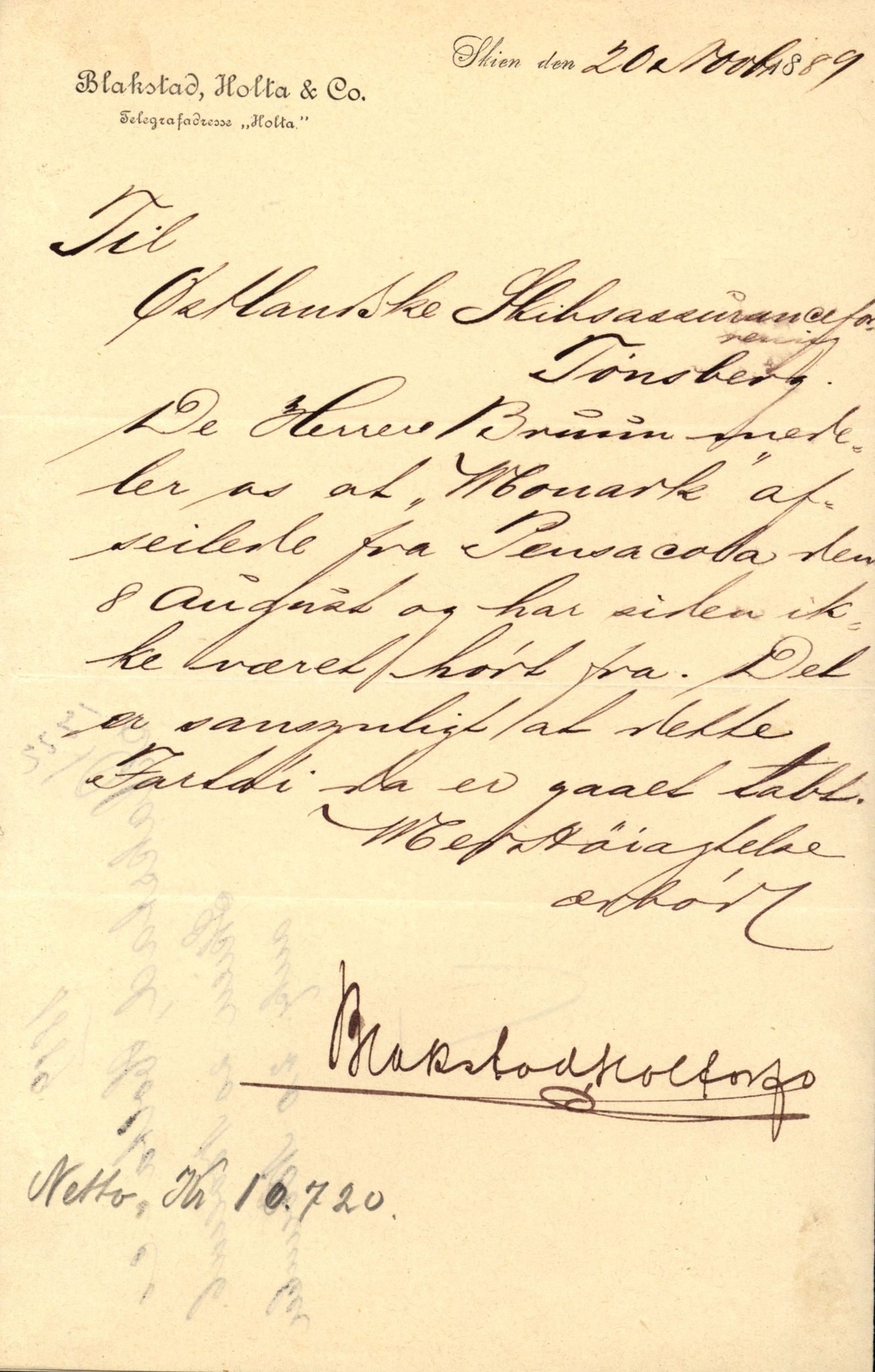 Pa 63 - Østlandske skibsassuranceforening, VEMU/A-1079/G/Ga/L0024/0001: Havaridokumenter / Norrøna, Phønic, Monark, Johan Dahll, Josephine, 1889, p. 40