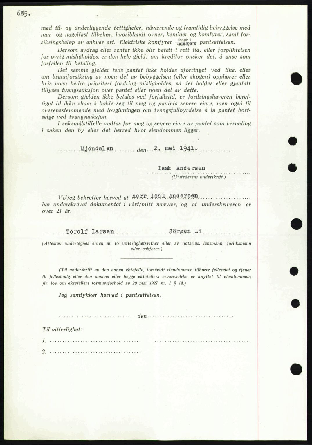 Eiker, Modum og Sigdal sorenskriveri, SAKO/A-123/G/Ga/Gab/L0043: Mortgage book no. A13, 1940-1941, Diary no: : 1166/1941