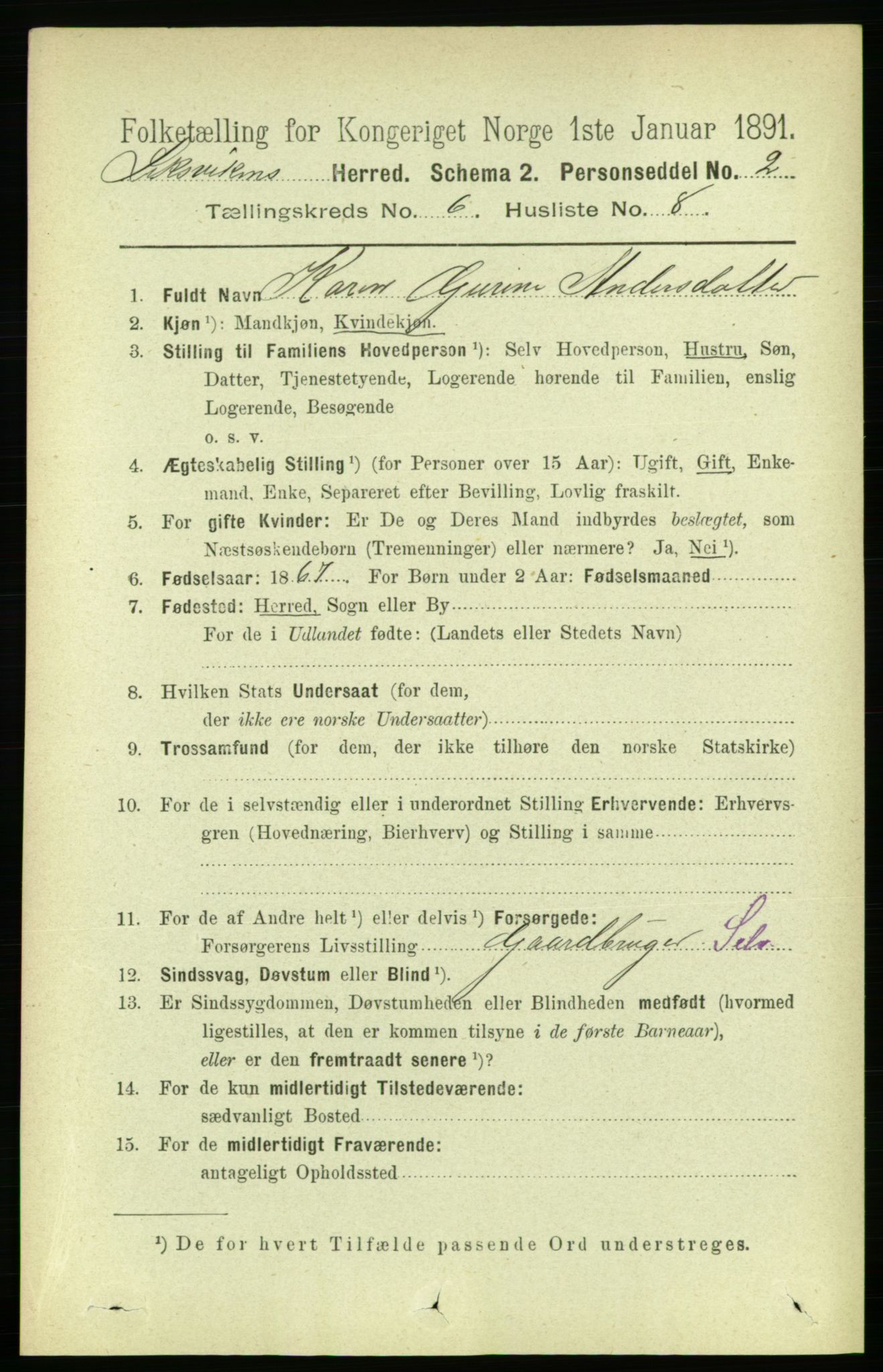 RA, 1891 census for 1718 Leksvik, 1891, p. 3237