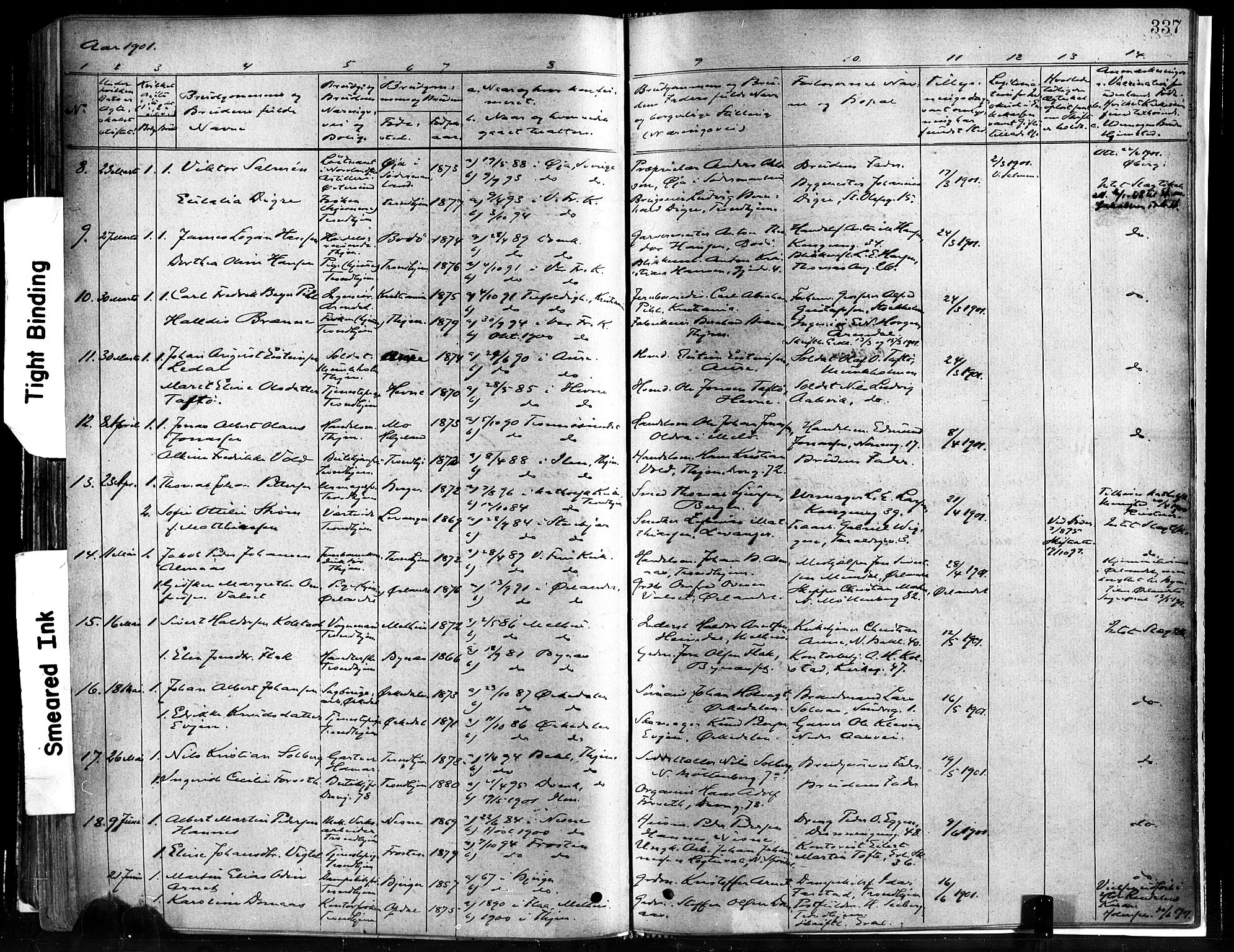 Ministerialprotokoller, klokkerbøker og fødselsregistre - Sør-Trøndelag, SAT/A-1456/602/L0119: Parish register (official) no. 602A17, 1880-1901, p. 337