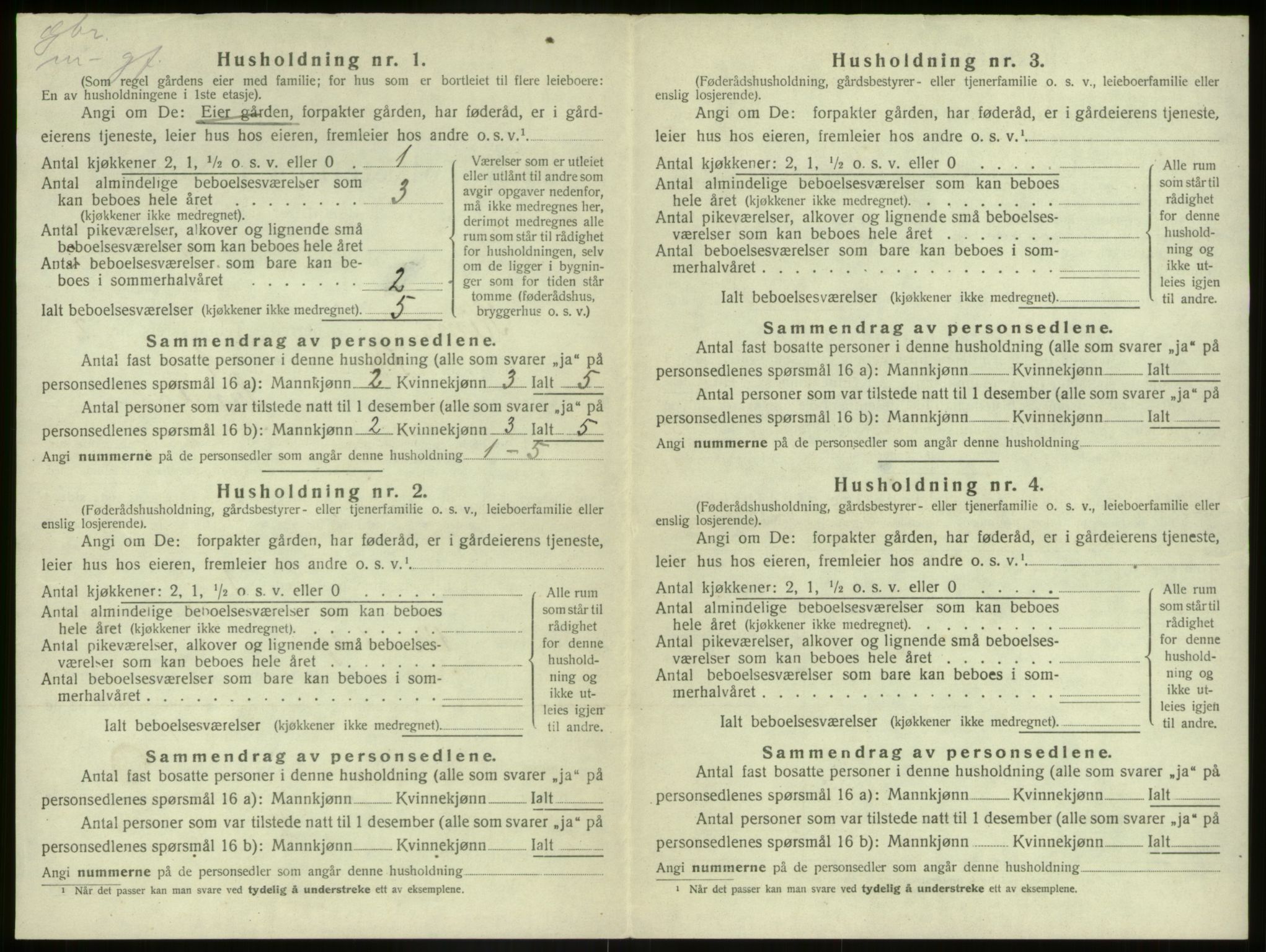 SAB, 1920 census for Kinn, 1920, p. 1291