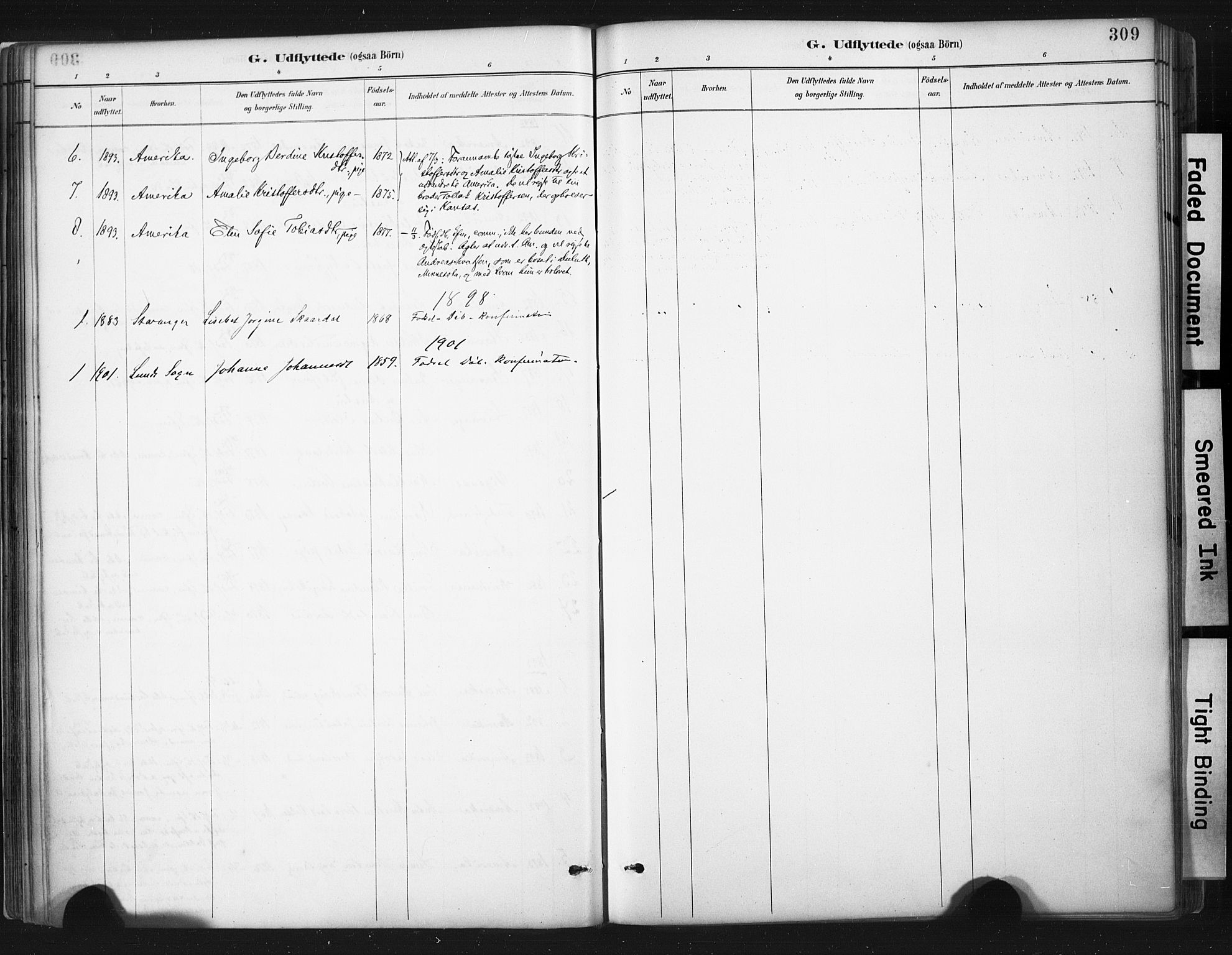 Sokndal sokneprestkontor, SAST/A-101808: Parish register (official) no. A 11.2, 1887-1905, p. 309
