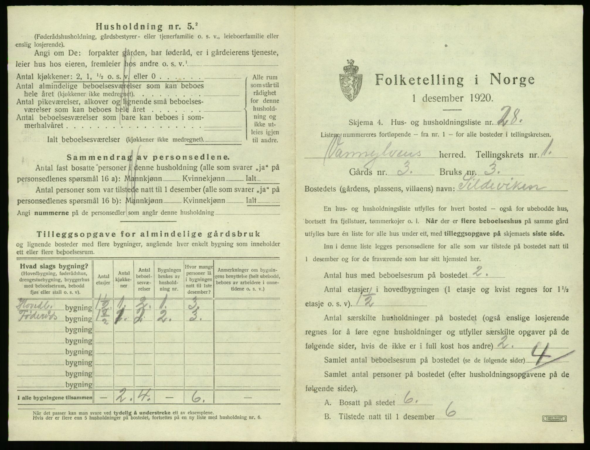 SAT, 1920 census for Vanylven, 1920, p. 87