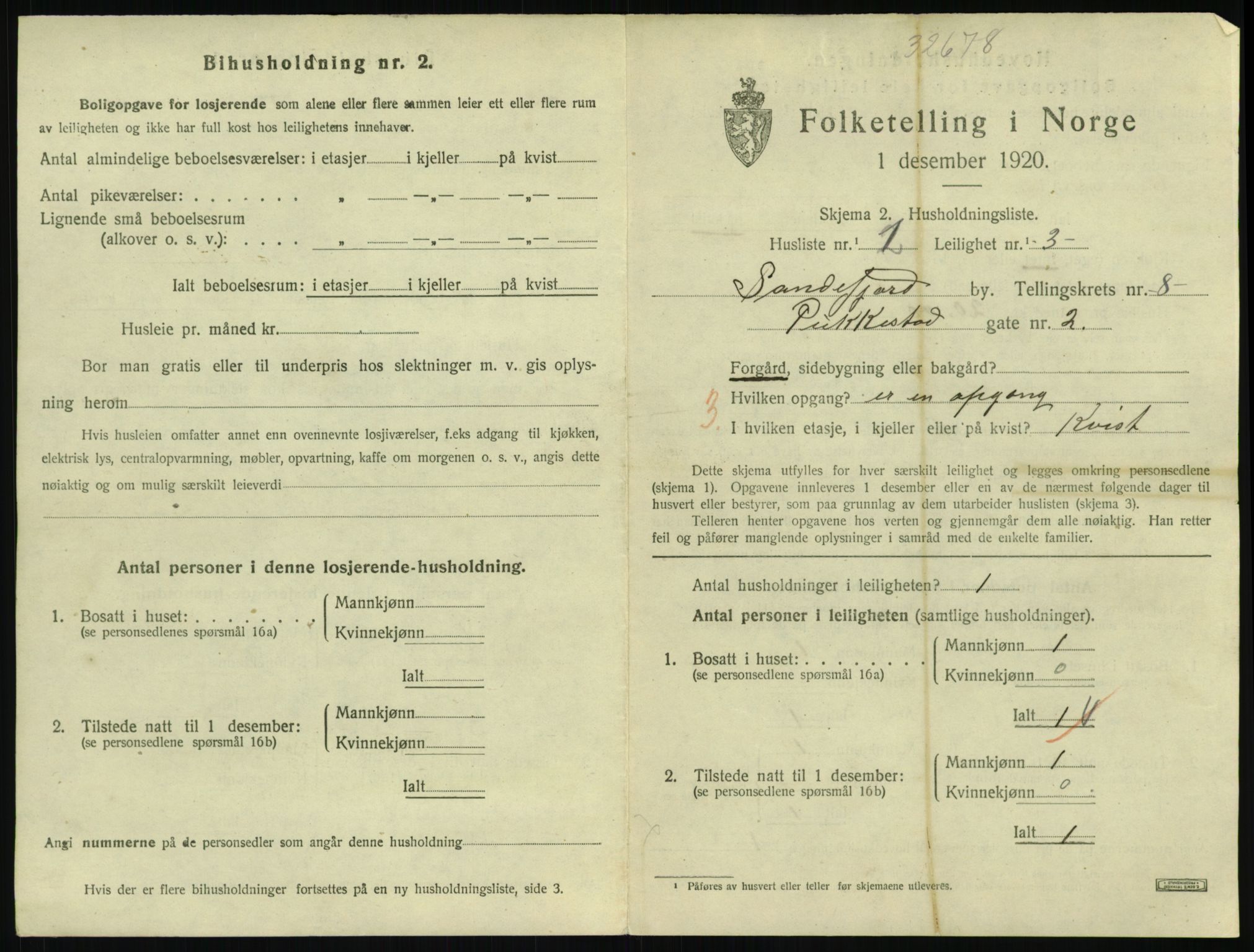 SAKO, 1920 census for Sandefjord, 1920, p. 3196