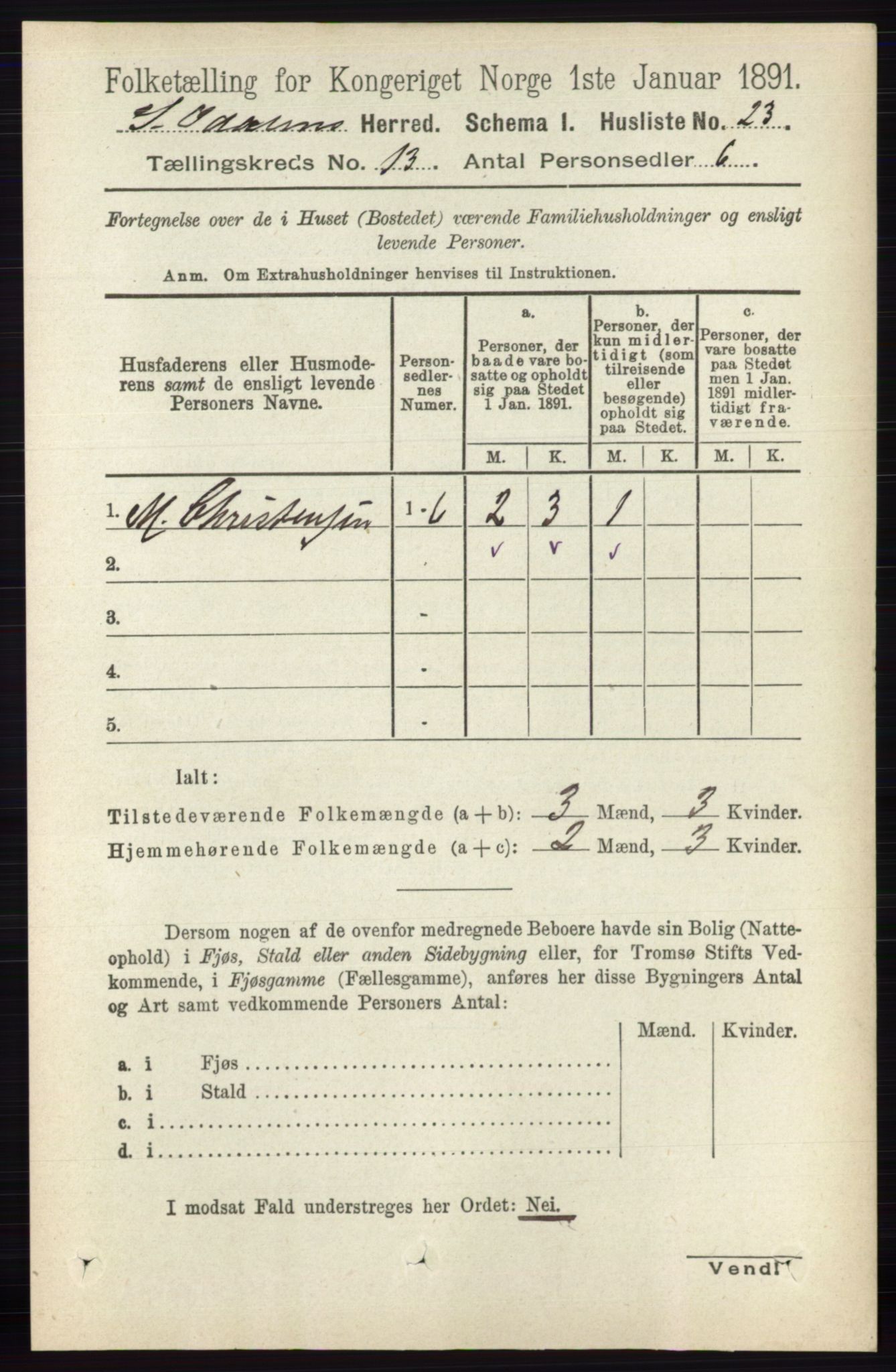 RA, 1891 census for 0419 Sør-Odal, 1891, p. 5529