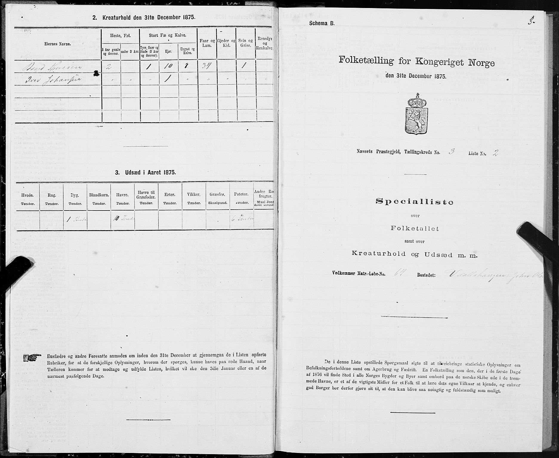 SAT, 1875 census for 1543P Nesset, 1875, p. 2003