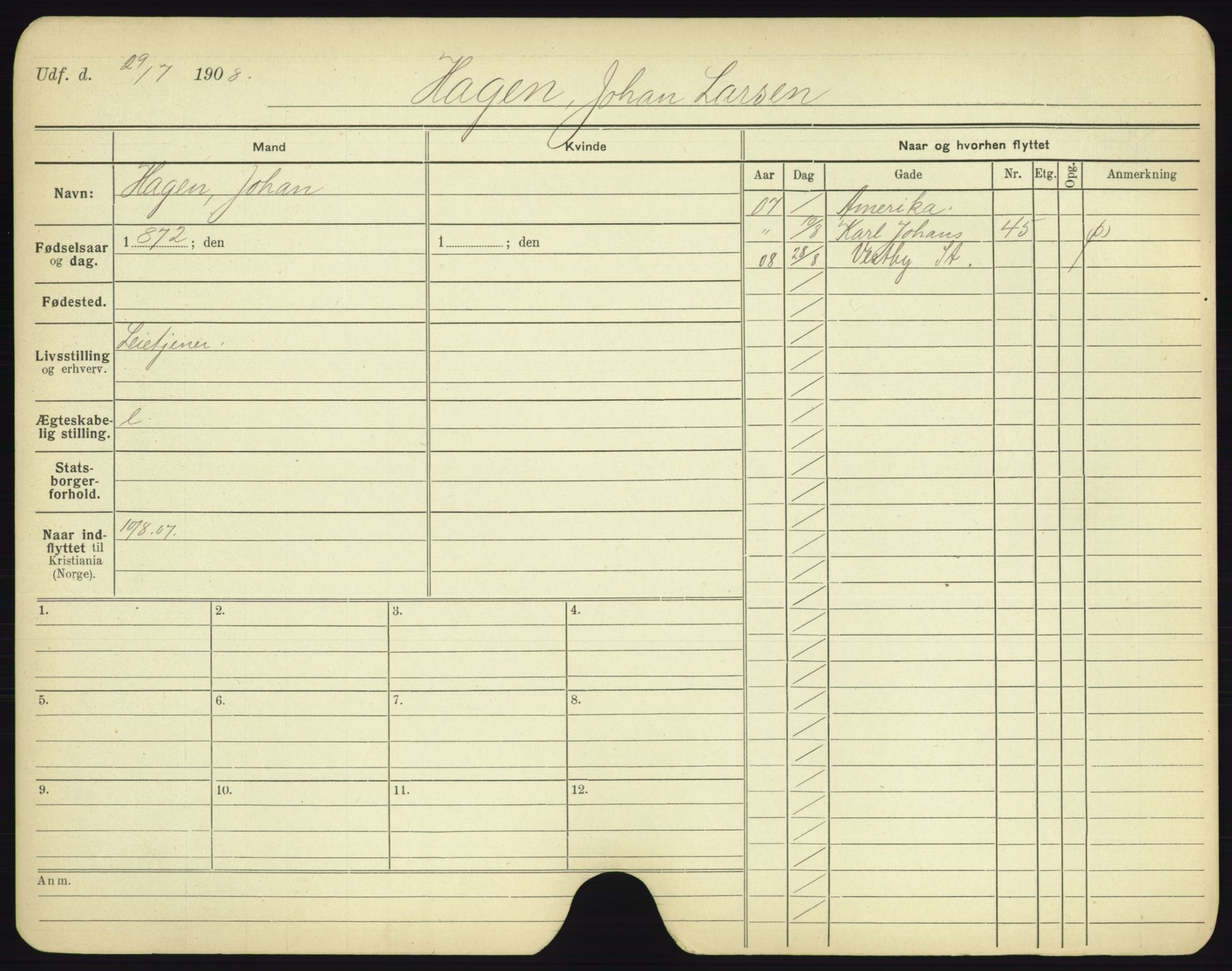 Oslo folkeregister, Registerkort, AV/SAO-A-11715/F/Fa/Fac/L0003: Menn, 1906-1914, p. 1028a