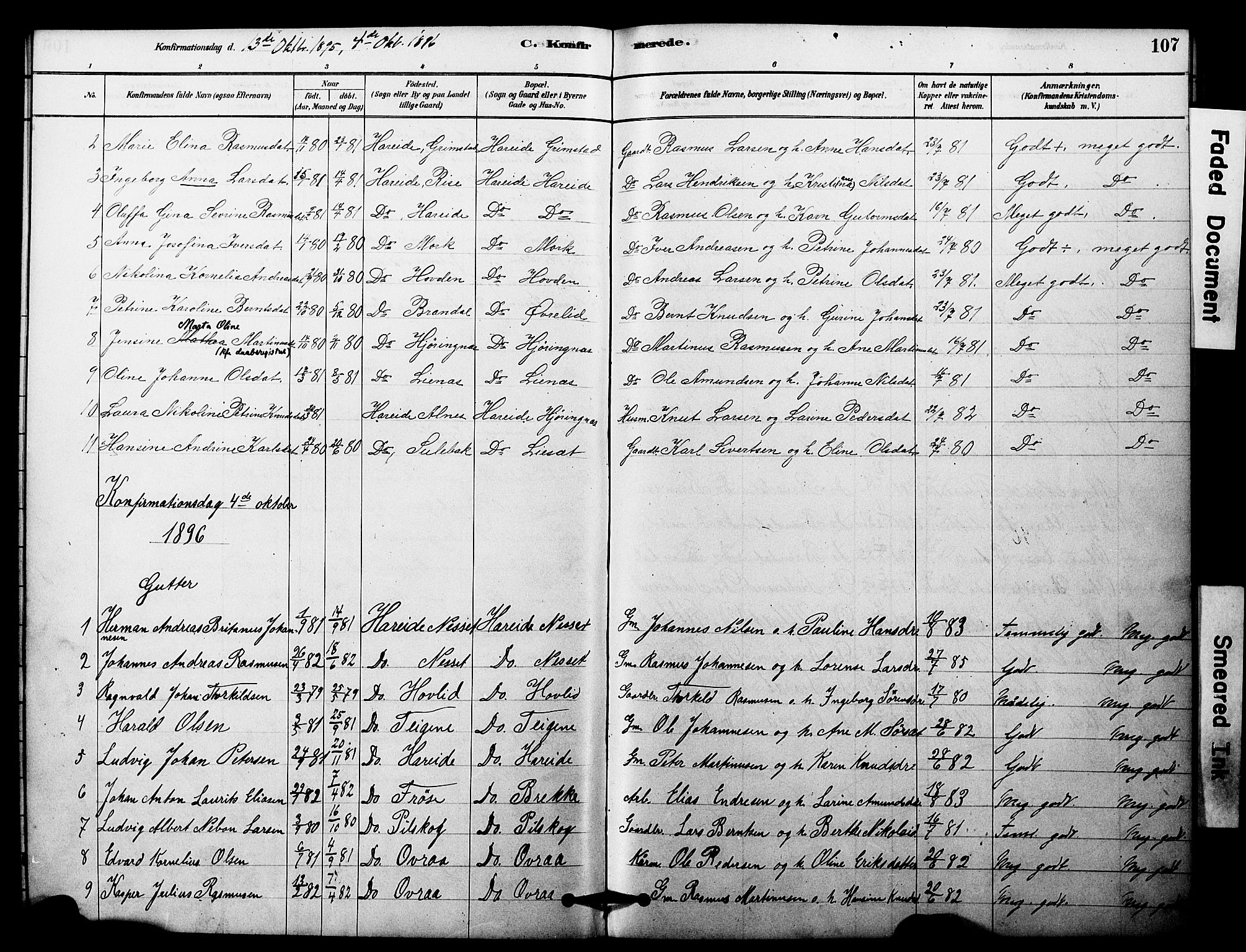 Ministerialprotokoller, klokkerbøker og fødselsregistre - Møre og Romsdal, SAT/A-1454/510/L0122: Parish register (official) no. 510A02, 1878-1897, p. 107