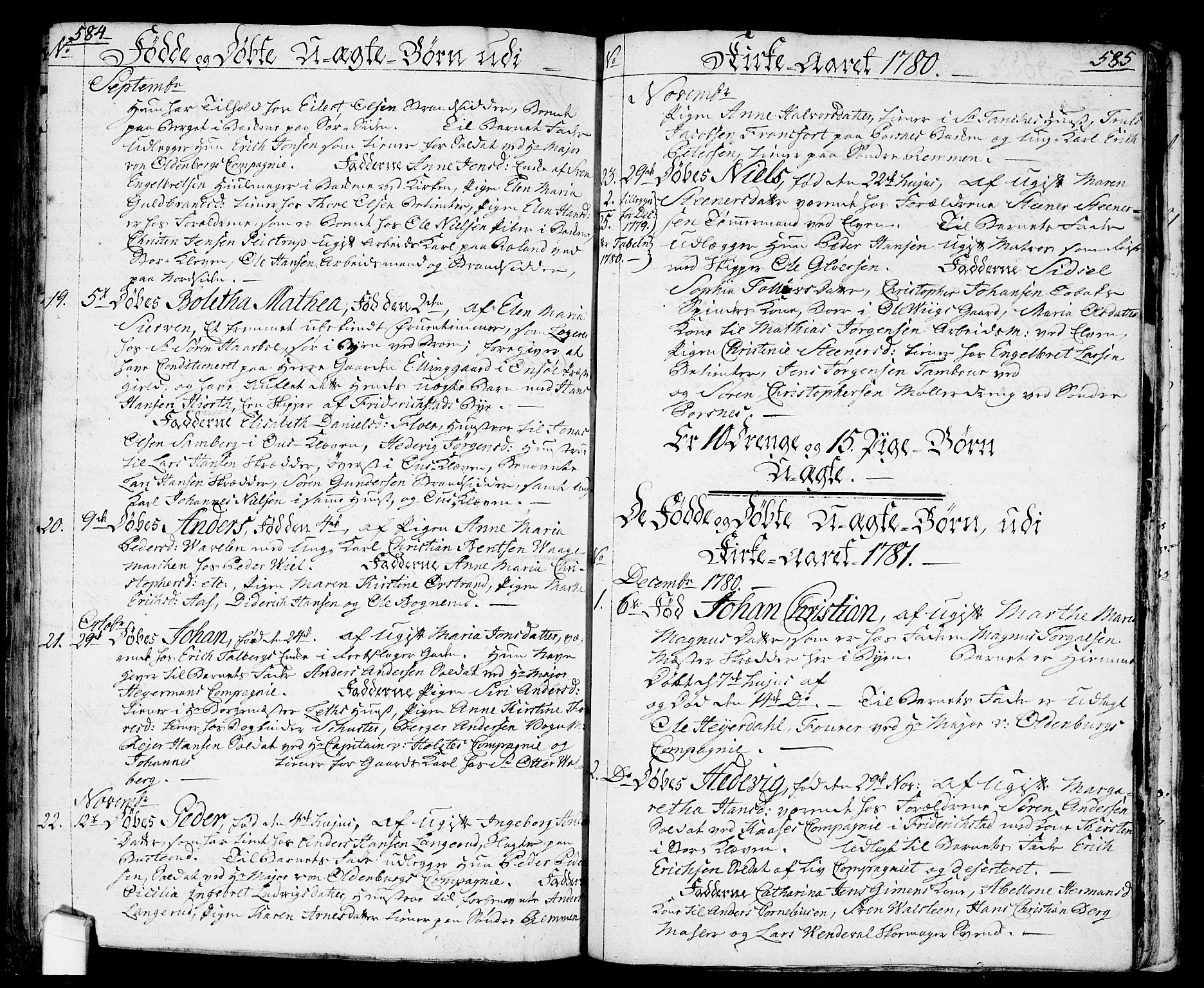Halden prestekontor Kirkebøker, SAO/A-10909/F/Fa/L0001: Parish register (official) no. I 1, 1758-1791, p. 584-585