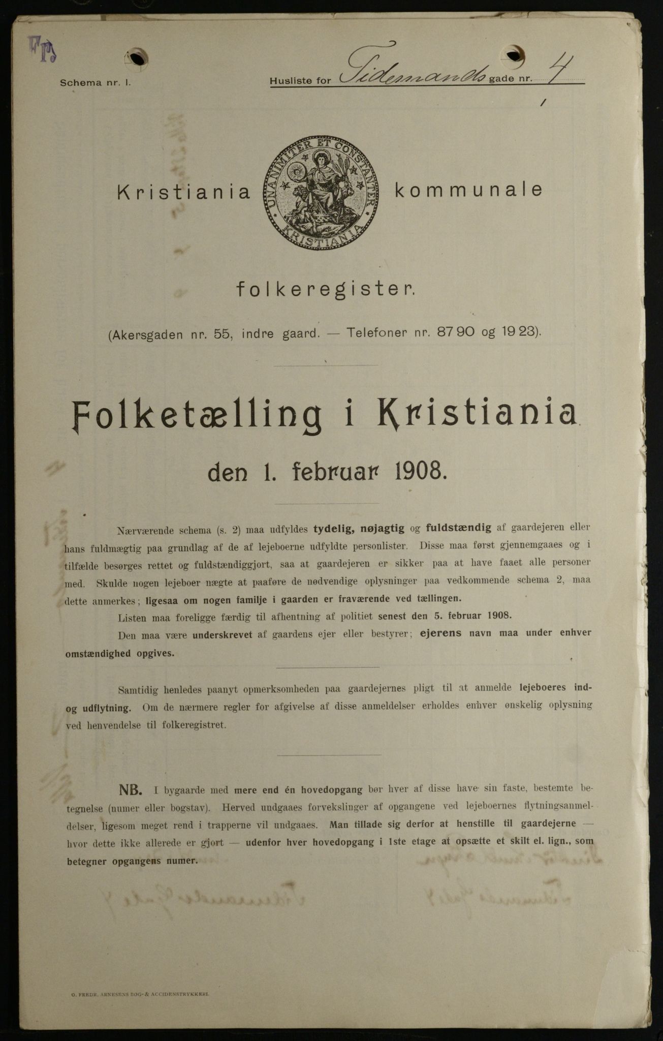 OBA, Municipal Census 1908 for Kristiania, 1908, p. 100118