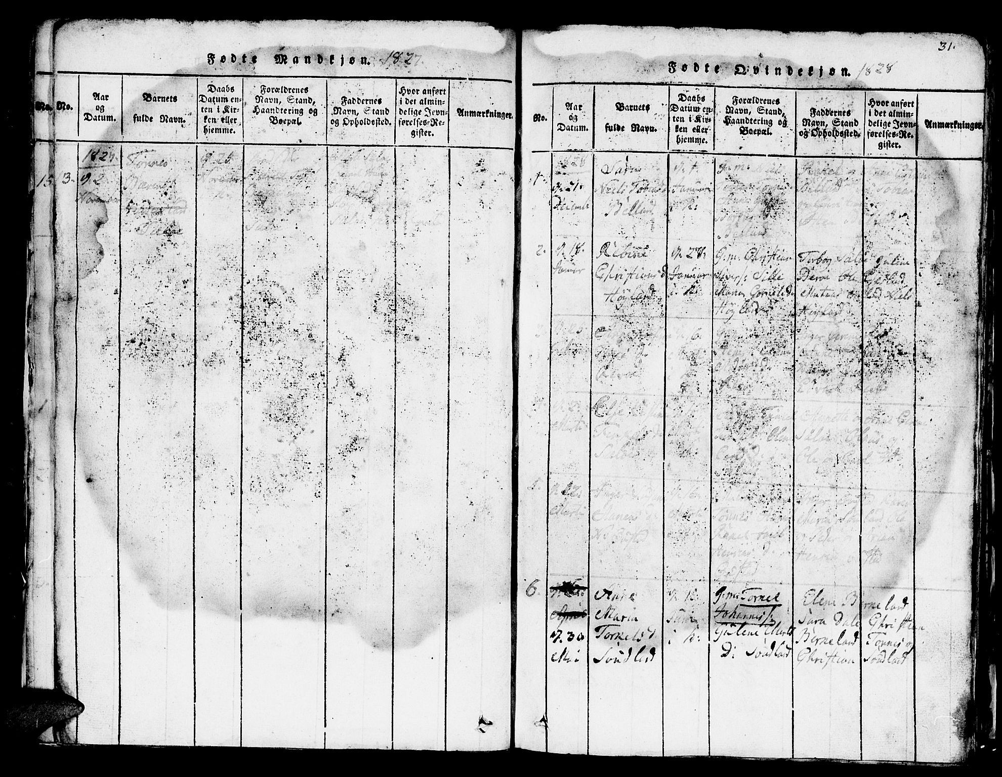 Lyngdal sokneprestkontor, SAK/1111-0029/F/Fb/Fba/L0001: Parish register (copy) no. B 1, 1816-1876, p. 31