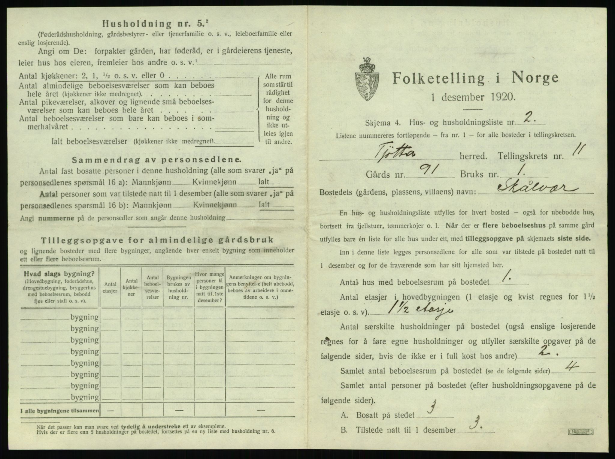 SAT, 1920 census for Tjøtta, 1920, p. 617