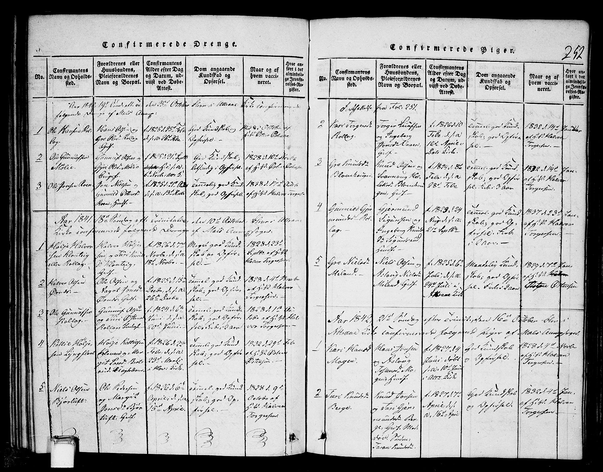 Tinn kirkebøker, SAKO/A-308/G/Gb/L0001: Parish register (copy) no. II 1 /1, 1815-1850, p. 252