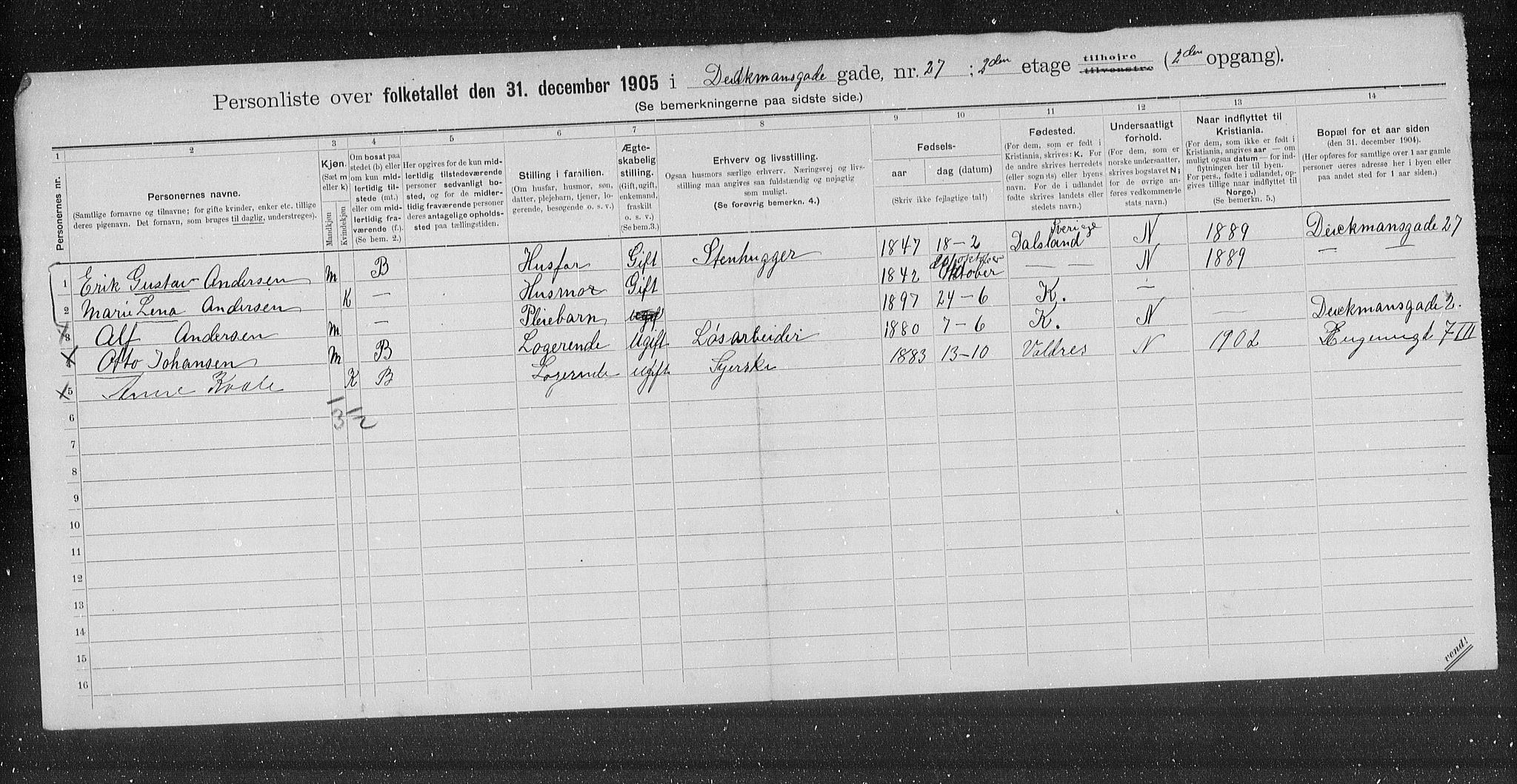 OBA, Municipal Census 1905 for Kristiania, 1905, p. 8205