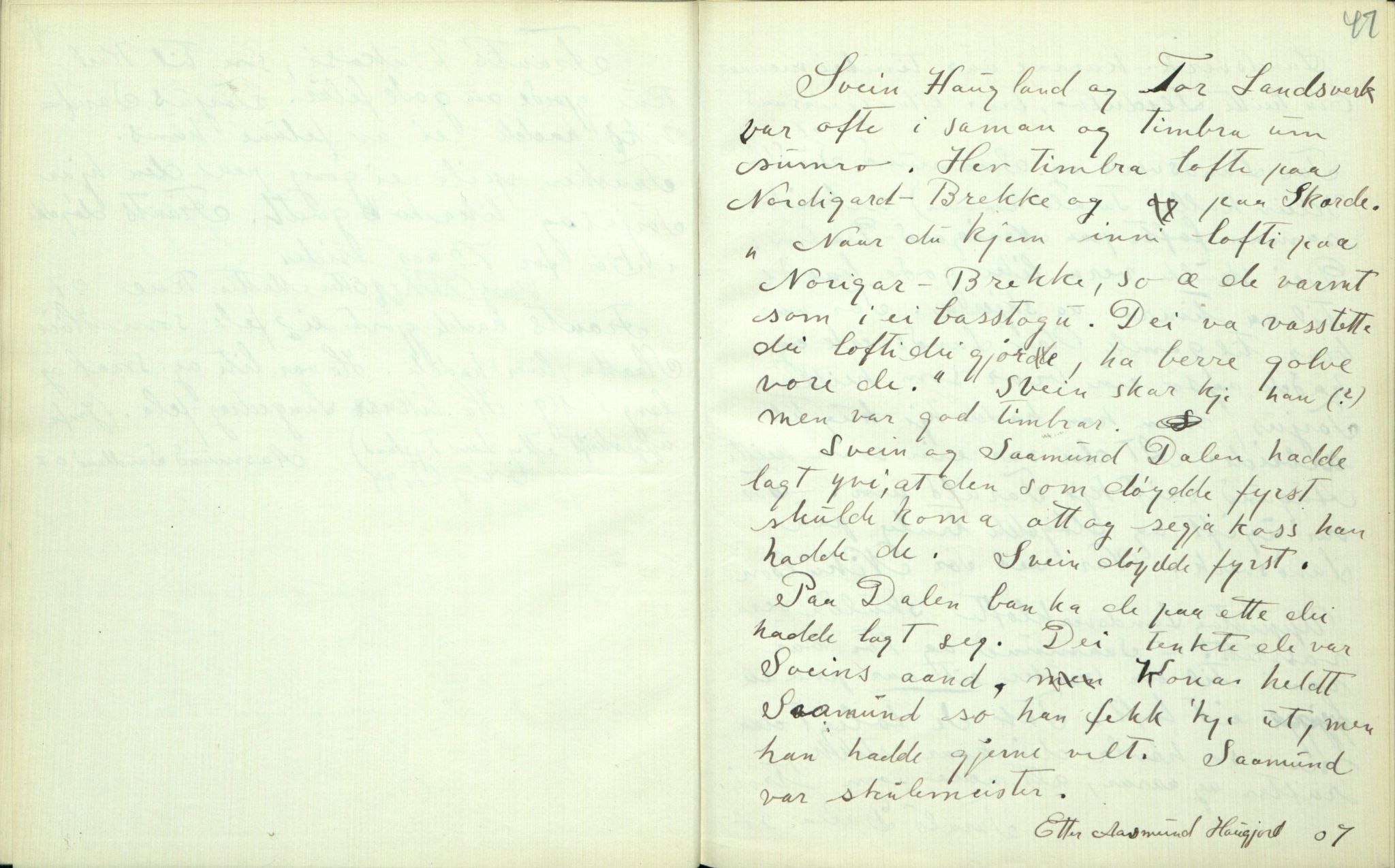 Rikard Berge, TEMU/TGM-A-1003/F/L0002/0026: 031-060 Innholdslister / 56 Folkekunst. Utskurd, snikring, timbring, svarving etc. , 1910, p. 46-47