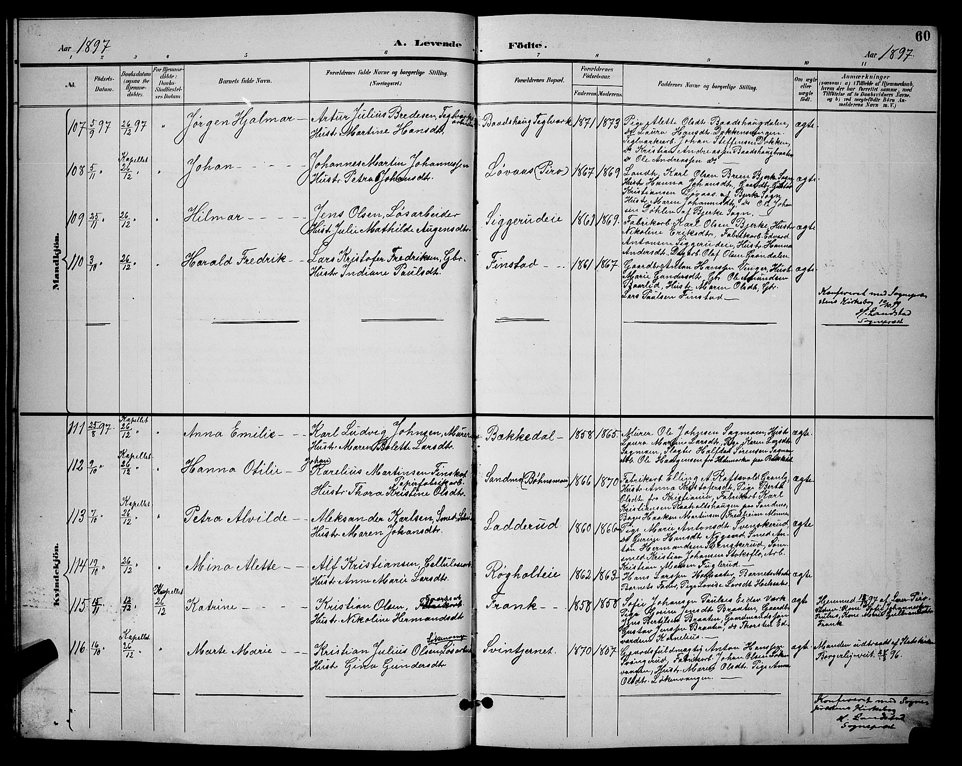 Eidsvoll prestekontor Kirkebøker, AV/SAO-A-10888/G/Ga/L0006: Parish register (copy) no. I 6, 1895-1901, p. 60