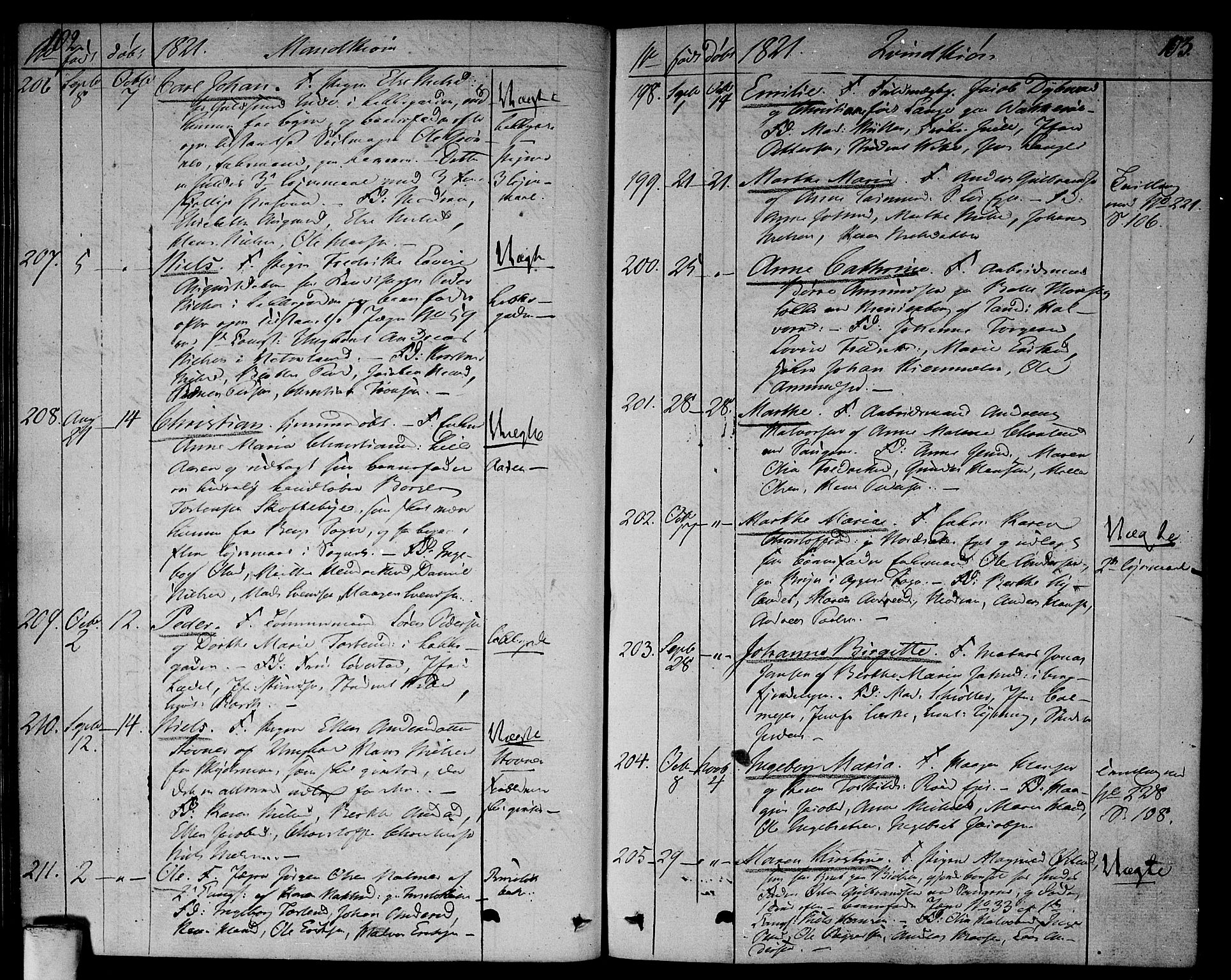 Aker prestekontor kirkebøker, AV/SAO-A-10861/F/L0012: Parish register (official) no. 12, 1819-1828, p. 102-103