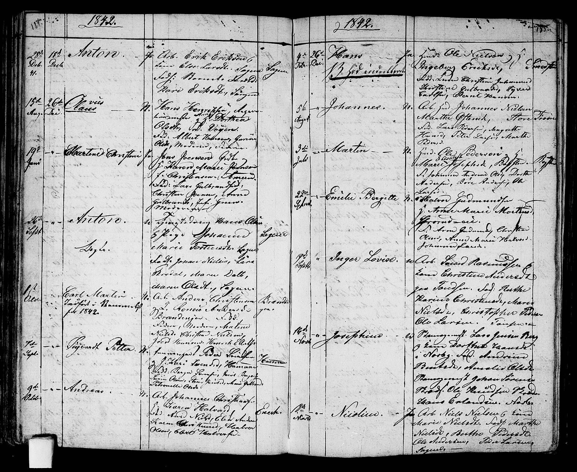 Aker prestekontor kirkebøker, AV/SAO-A-10861/G/L0007: Parish register (copy) no. 7, 1838-1846, p. 184-185