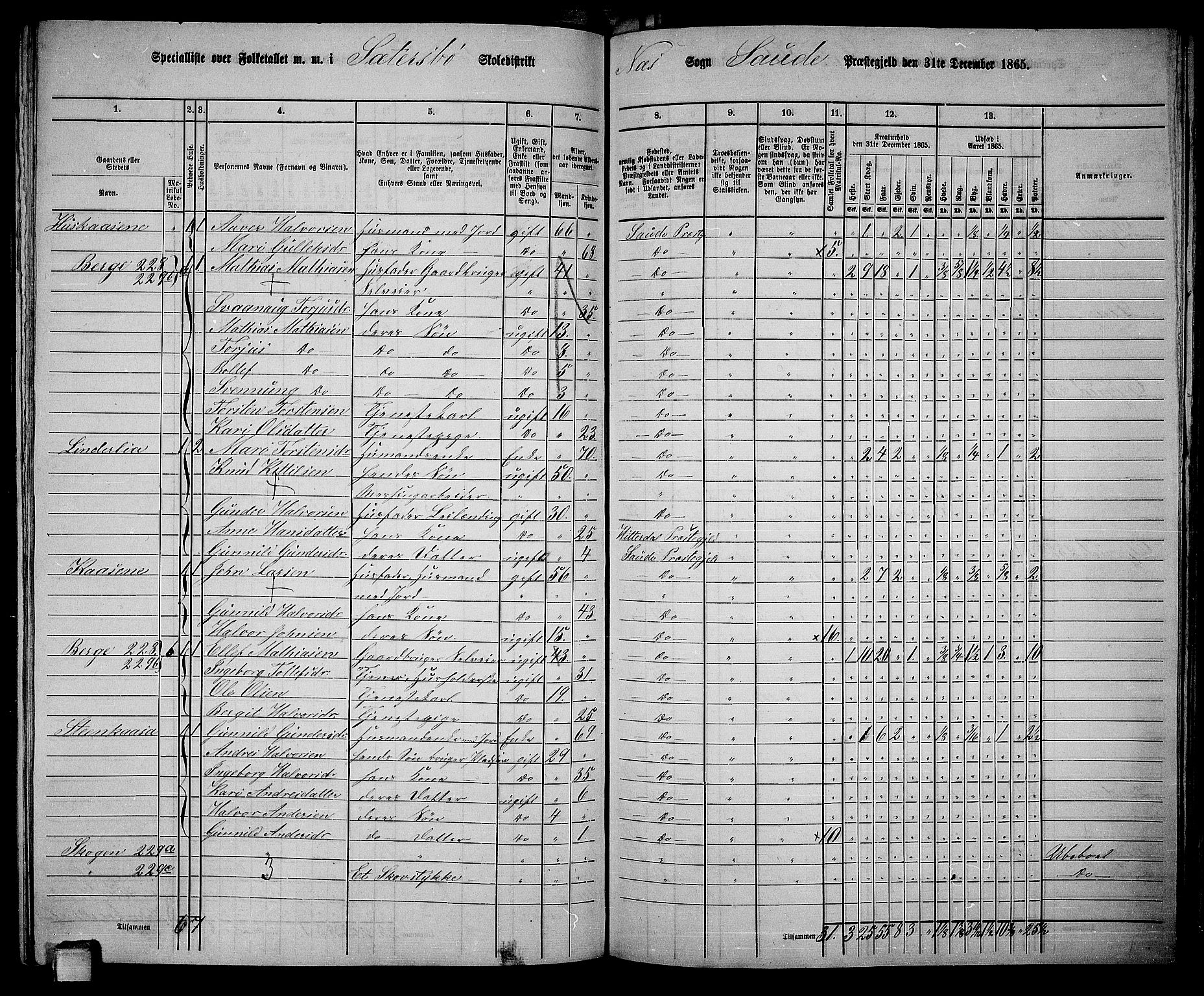 RA, 1865 census for Sauherad, 1865, p. 135