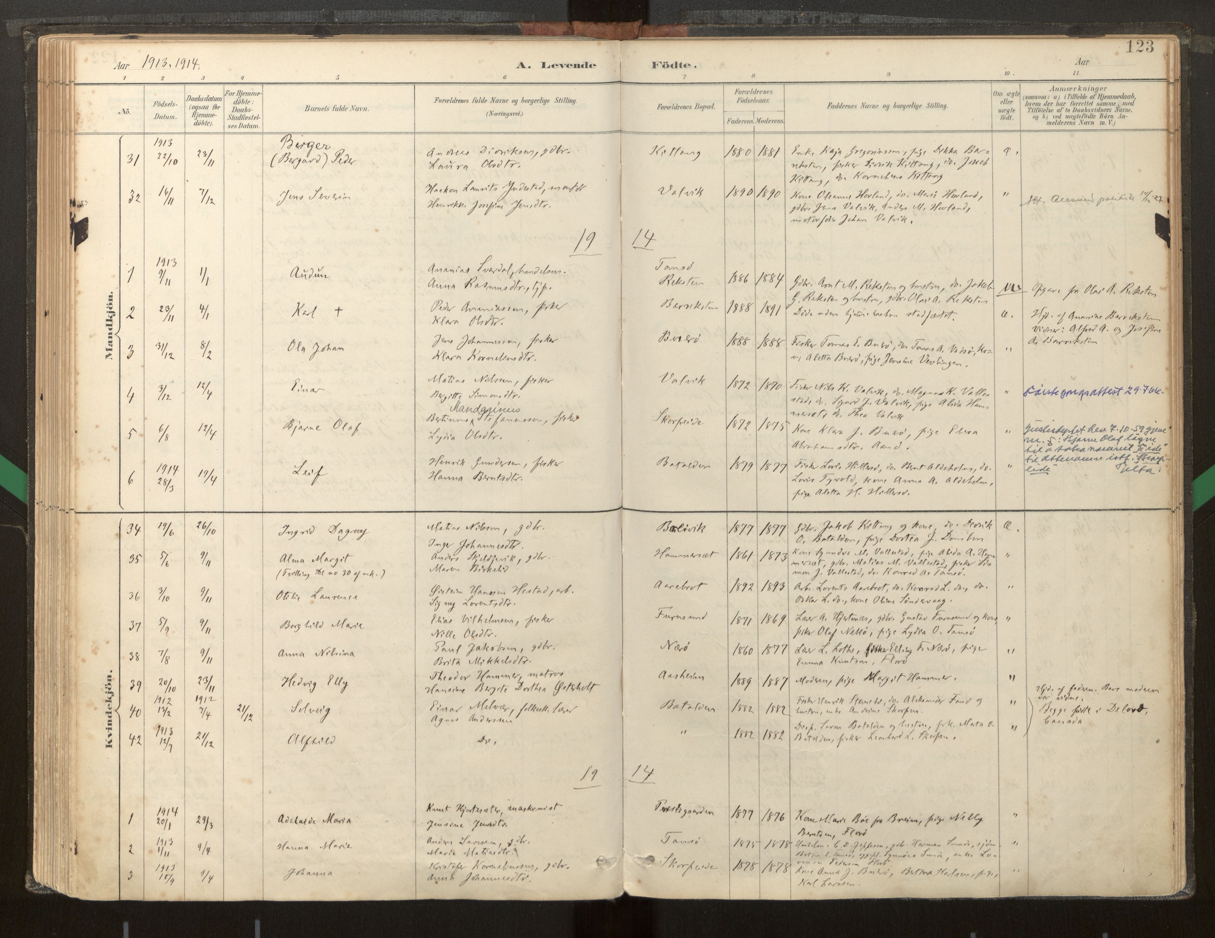 Kinn sokneprestembete, AV/SAB-A-80801/H/Haa/Haab/L0001: Parish register (official) no. B 1, 1886-1921, p. 123