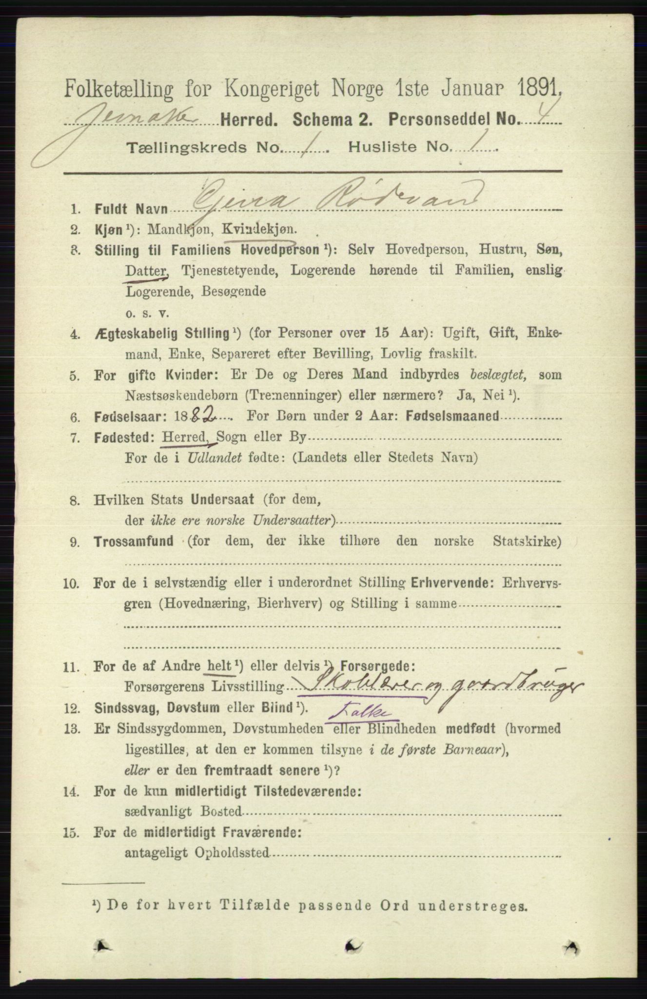 RA, 1891 census for 0532 Jevnaker, 1891, p. 117