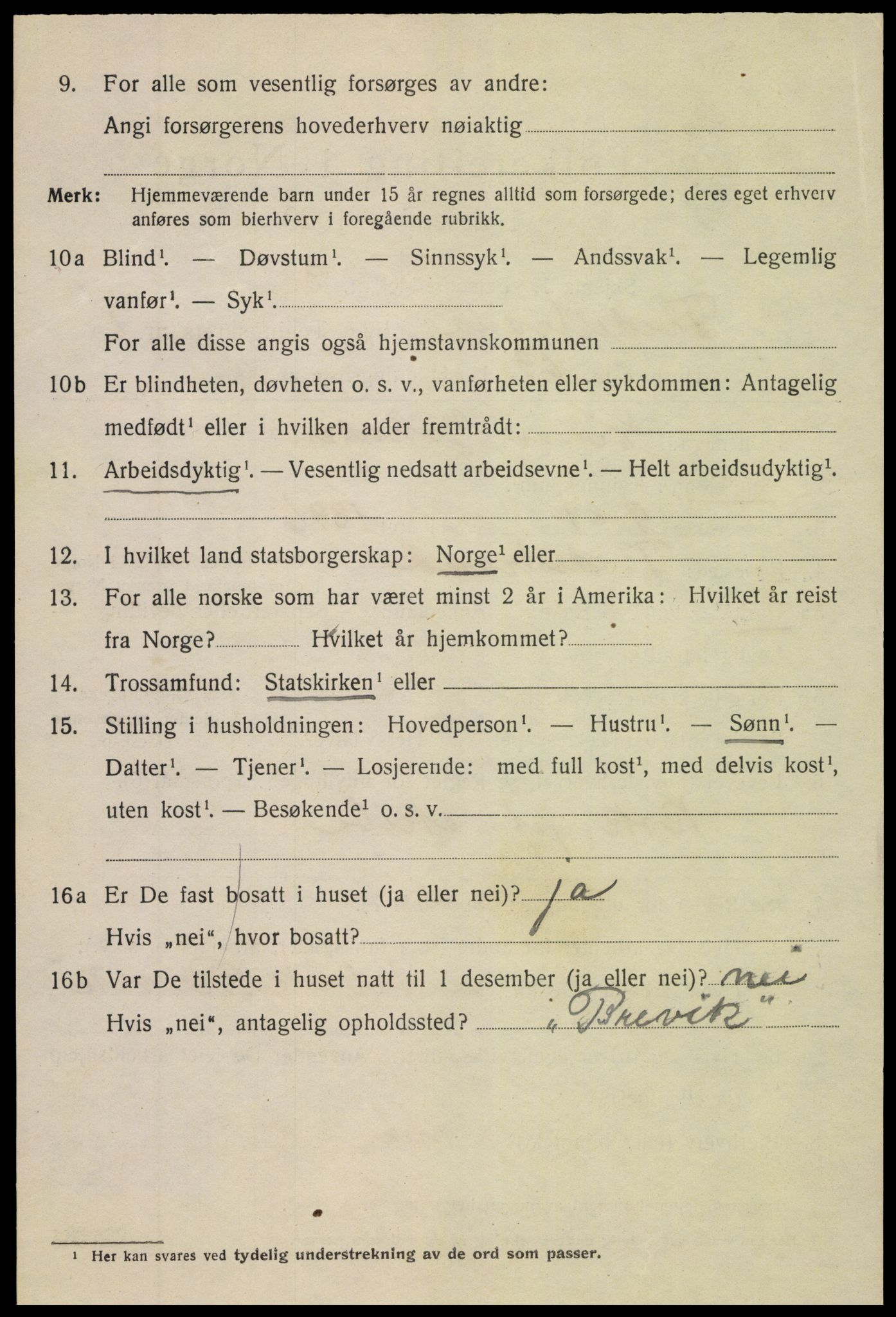 SAK, 1920 census for Tvedestrand, 1920, p. 2096