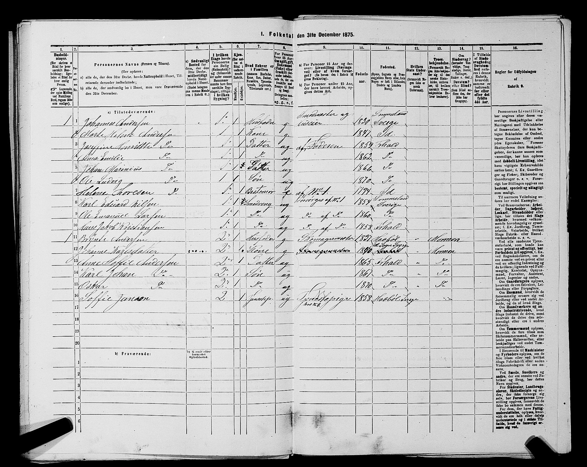 RA, 1875 census for 0101P Fredrikshald, 1875, p. 166