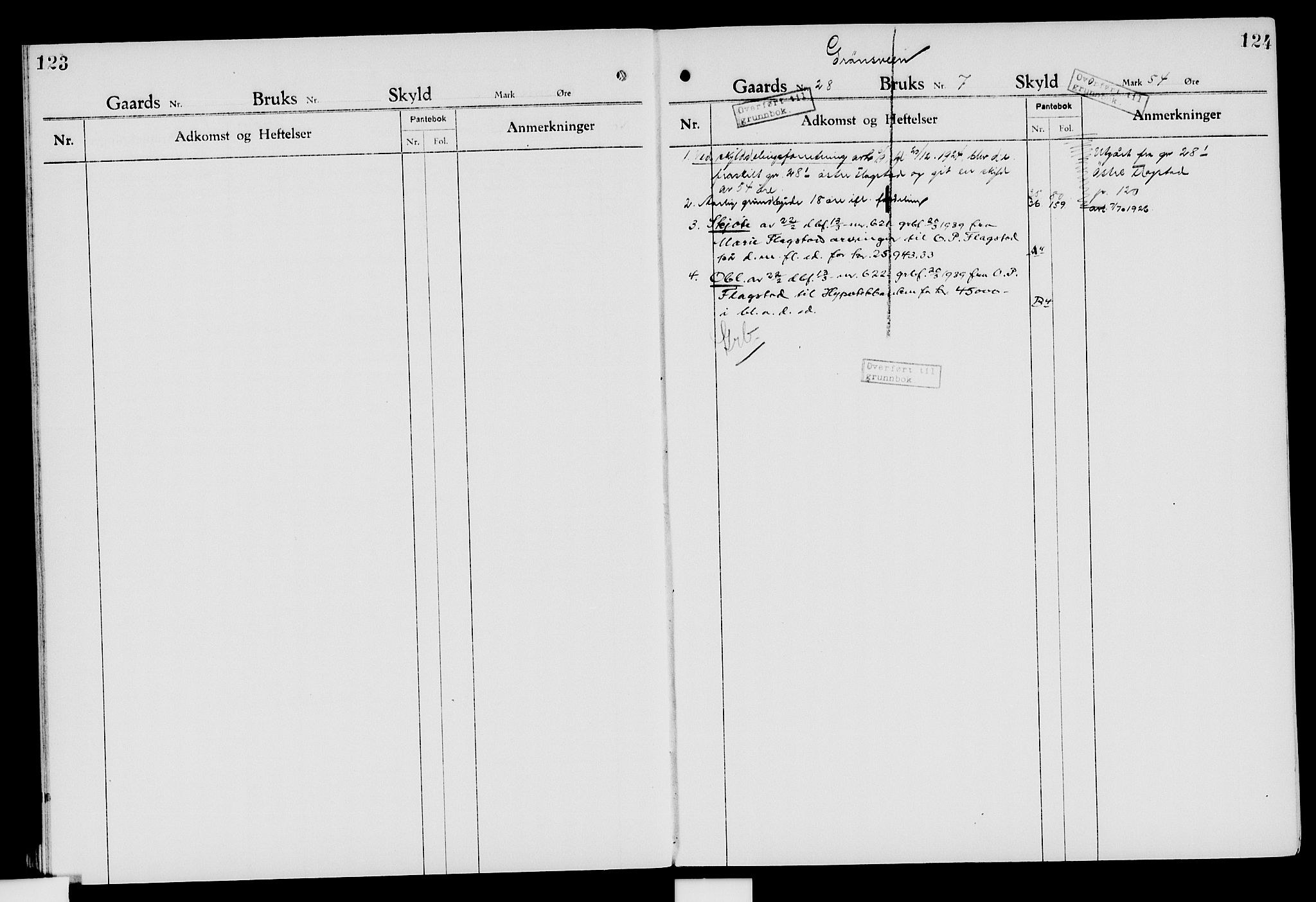 Nord-Hedmark sorenskriveri, SAH/TING-012/H/Ha/Had/Hade/L0007: Mortgage register no. 4.7, 1924-1940, p. 123-124