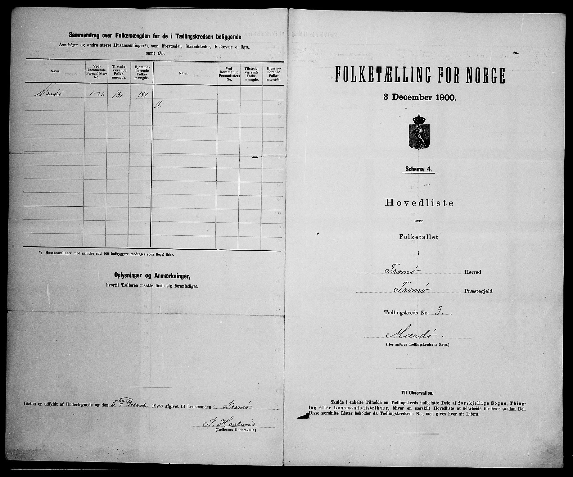 SAK, 1900 census for Tromøy, 1900, p. 18