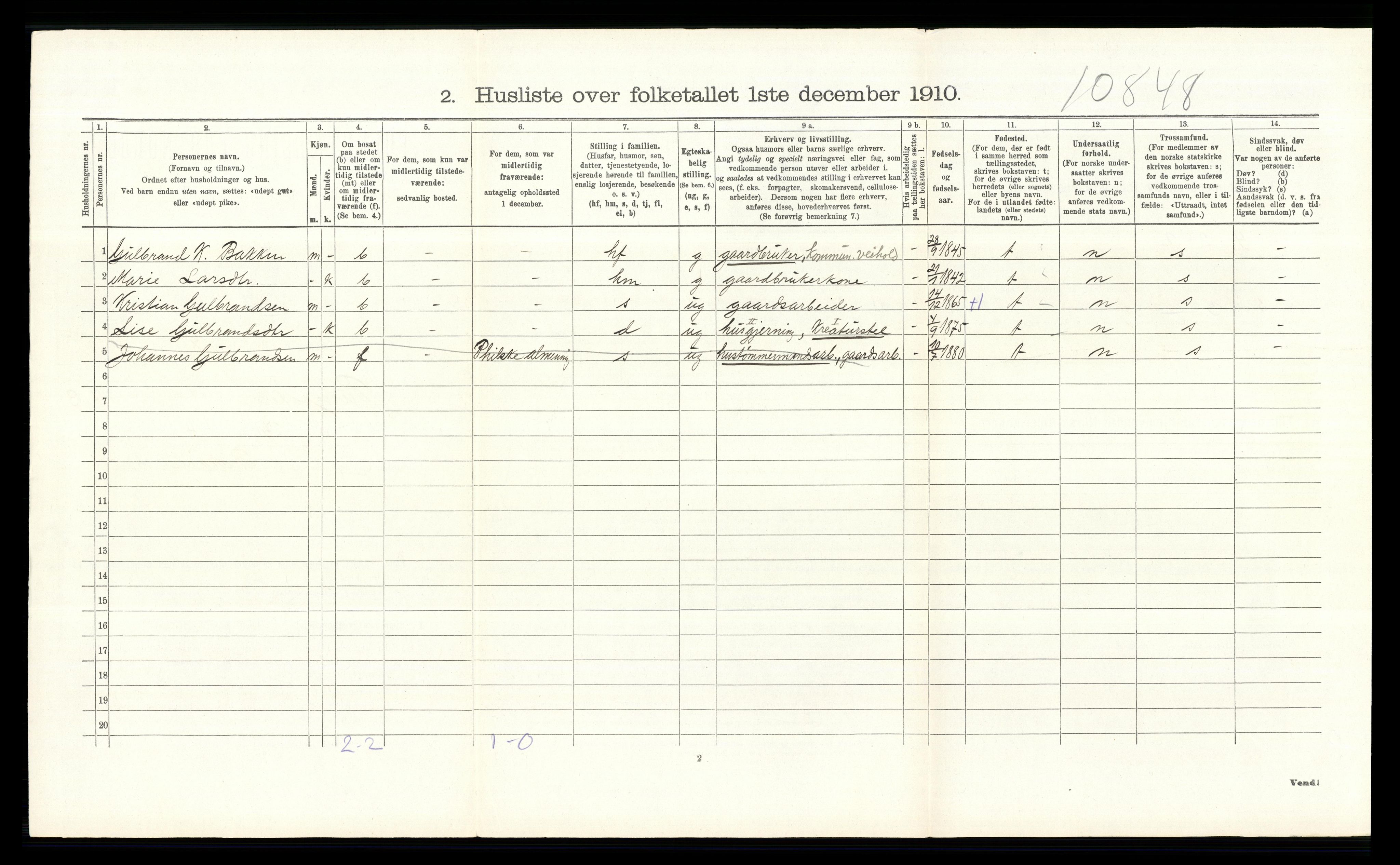 RA, 1910 census for Ringsaker, 1910, p. 3400