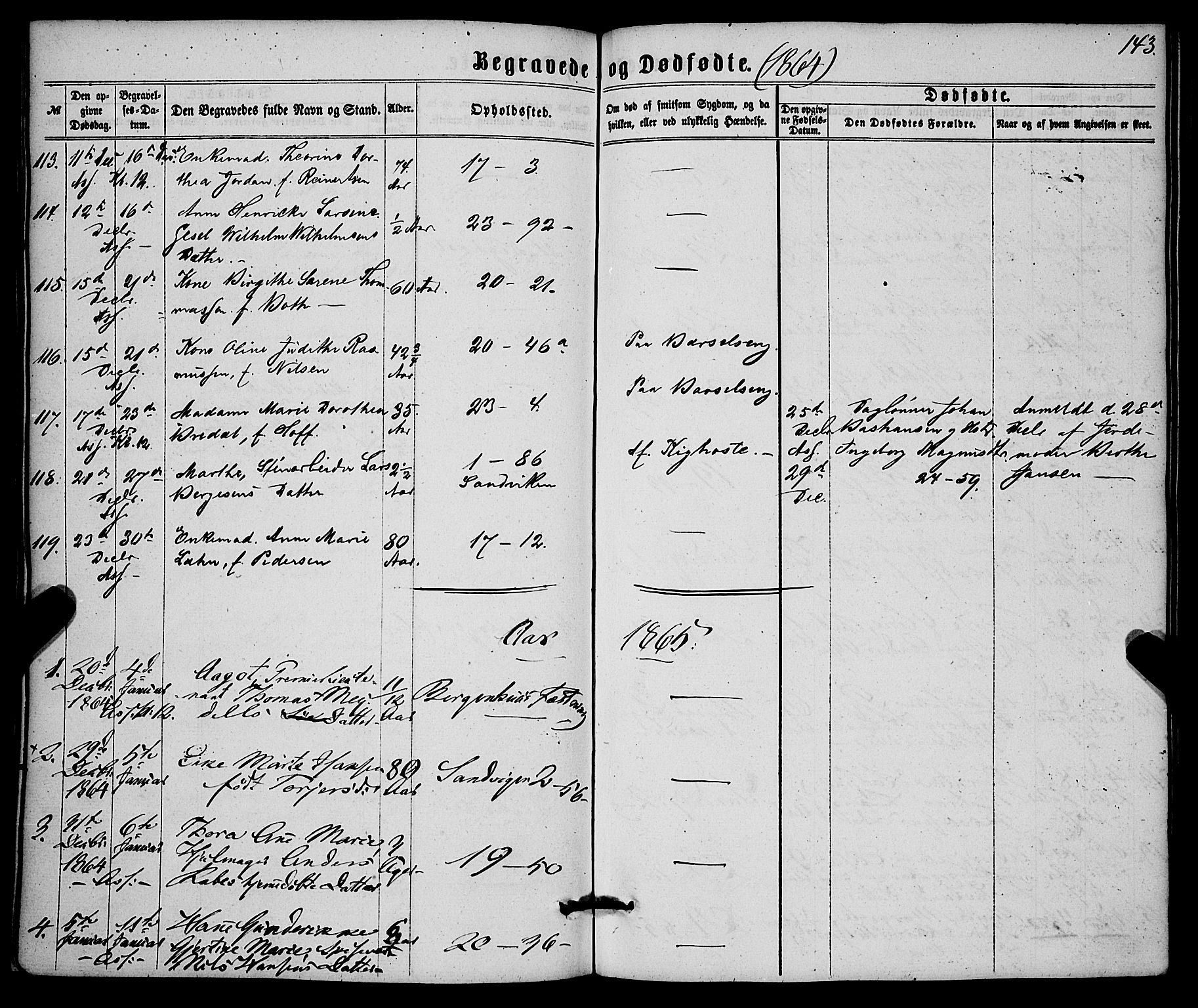 Korskirken sokneprestembete, SAB/A-76101/H/Haa/L0045: Parish register (official) no. E 3, 1863-1875, p. 143