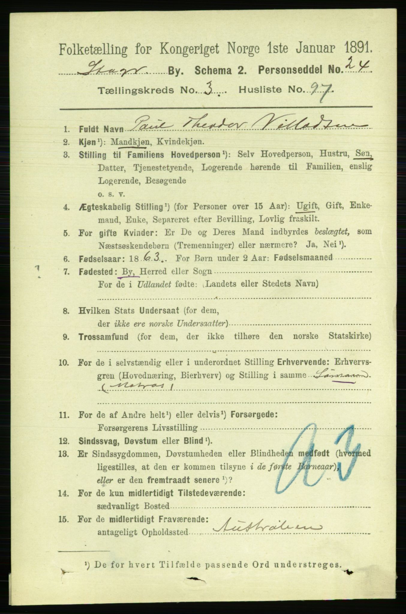 RA, 1891 census for 1103 Stavanger, 1891, p. 7672