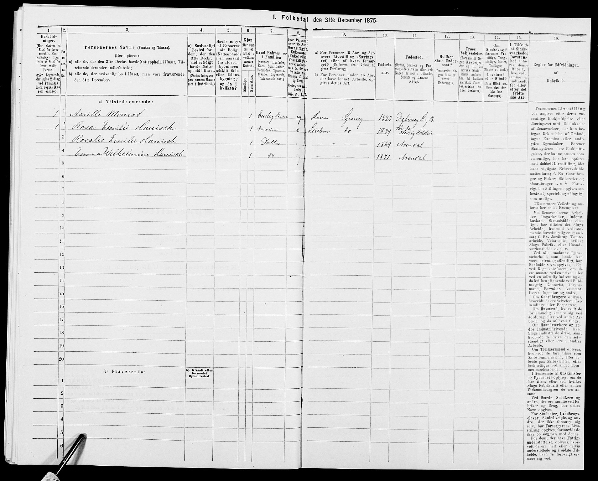 SAK, 1875 census for 0915P Dypvåg, 1875, p. 716