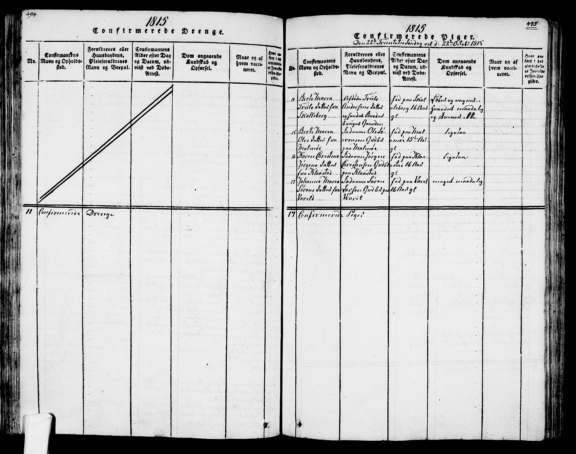 Tjølling kirkebøker, AV/SAKO-A-60/F/Fa/L0005: Parish register (official) no. 5, 1814-1836, p. 494-495