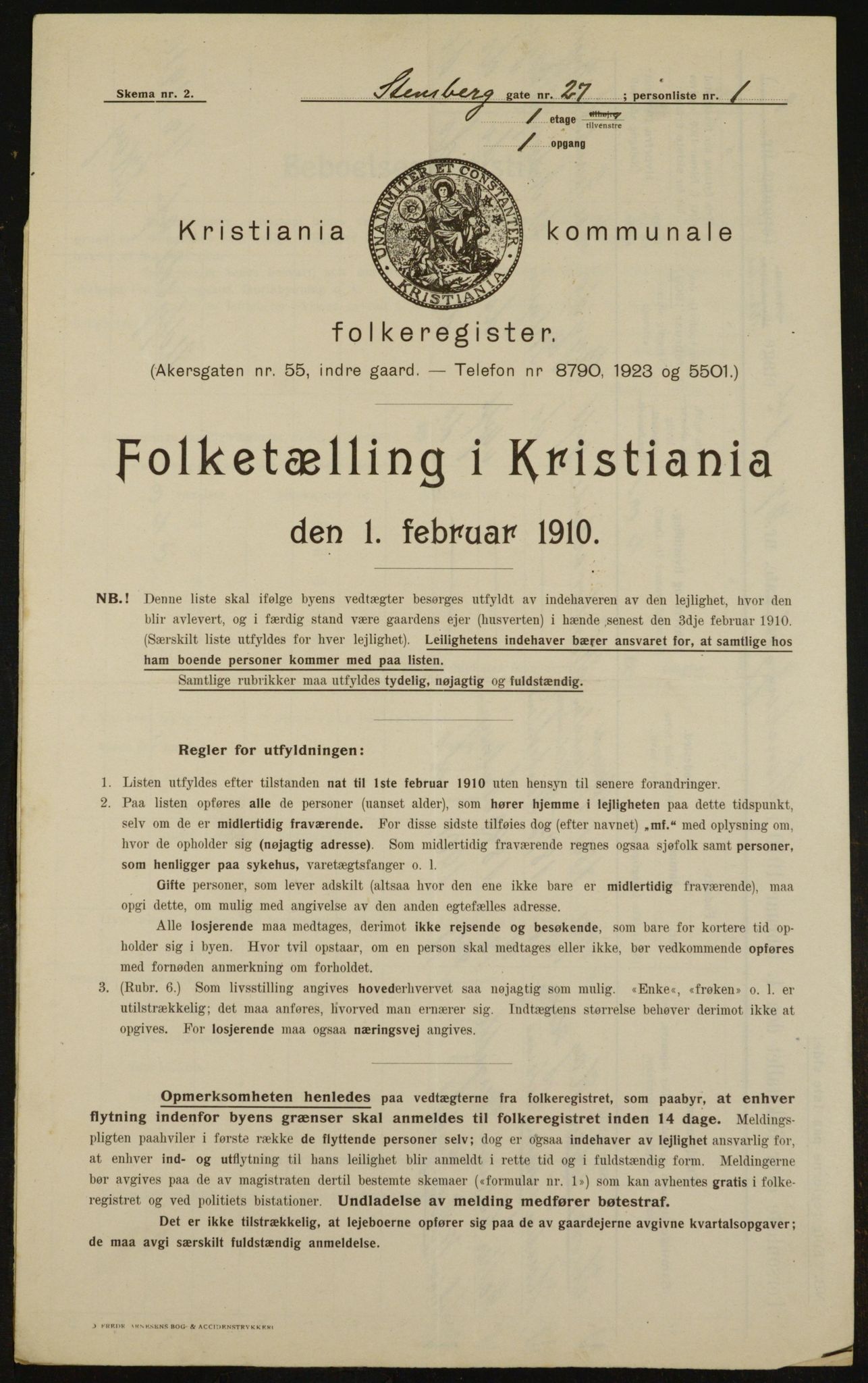 OBA, Municipal Census 1910 for Kristiania, 1910, p. 96682