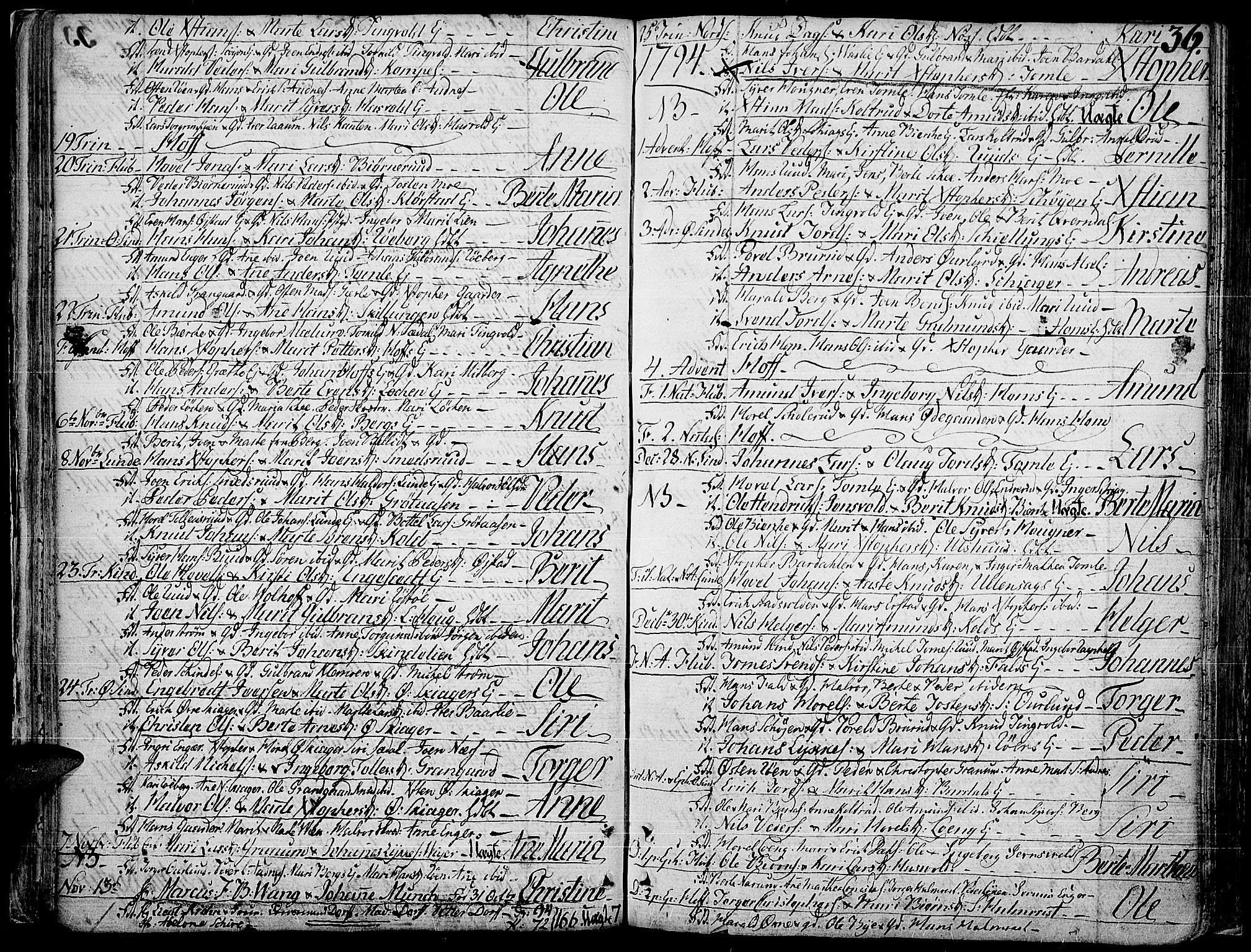 Land prestekontor, AV/SAH-PREST-120/H/Ha/Haa/L0006: Parish register (official) no. 6, 1784-1813, p. 36