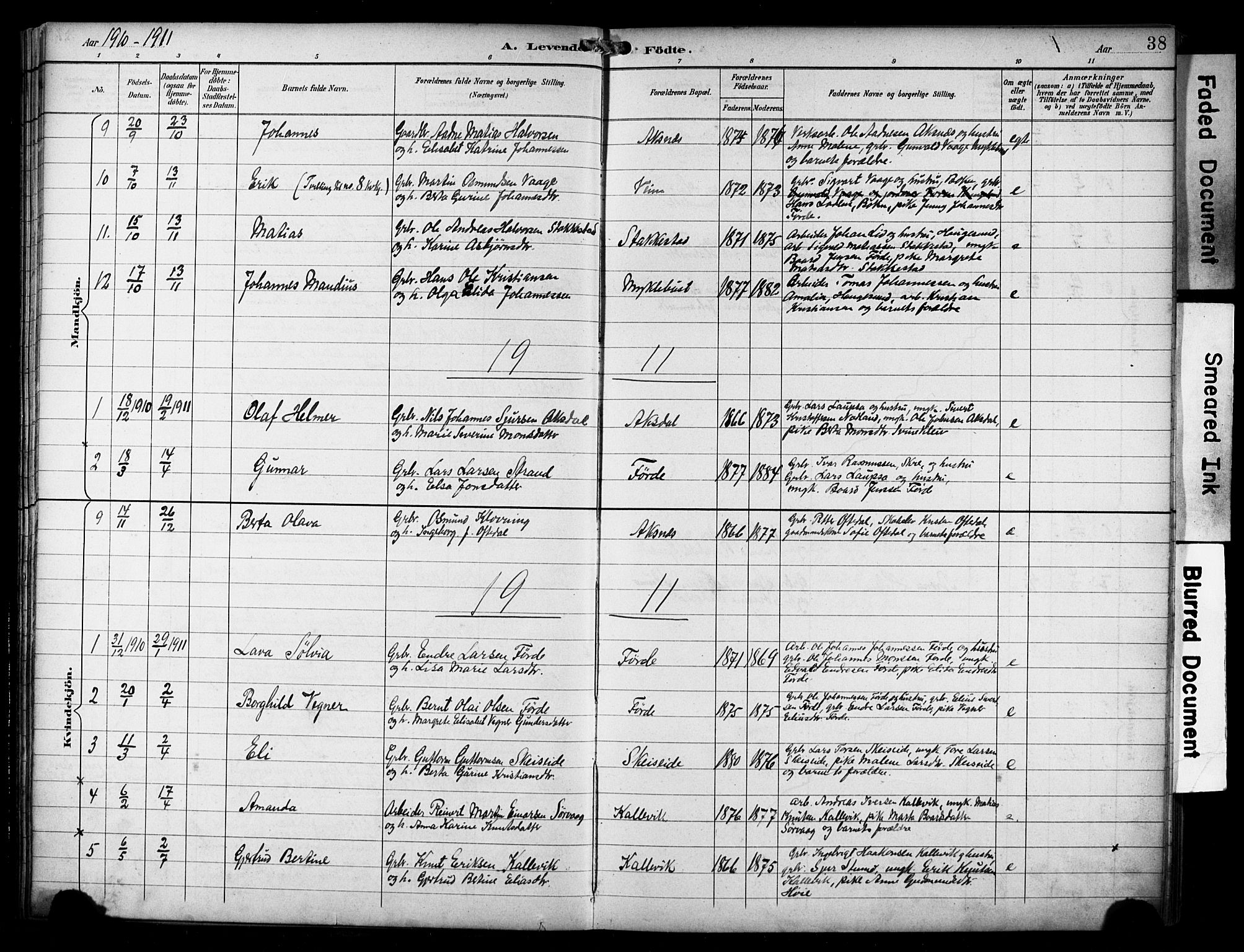 Avaldsnes sokneprestkontor, SAST/A -101851/H/Ha/Haa/L0016: Parish register (official) no. A 16, 1893-1918, p. 38