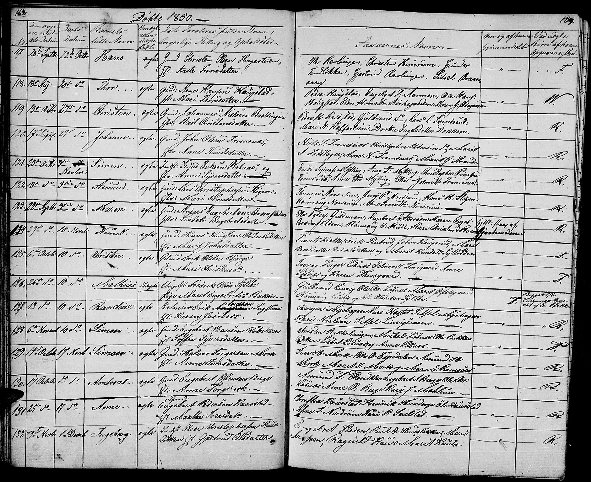 Ringebu prestekontor, SAH/PREST-082/H/Ha/Hab/L0002: Parish register (copy) no. 2, 1839-1853, p. 168-169