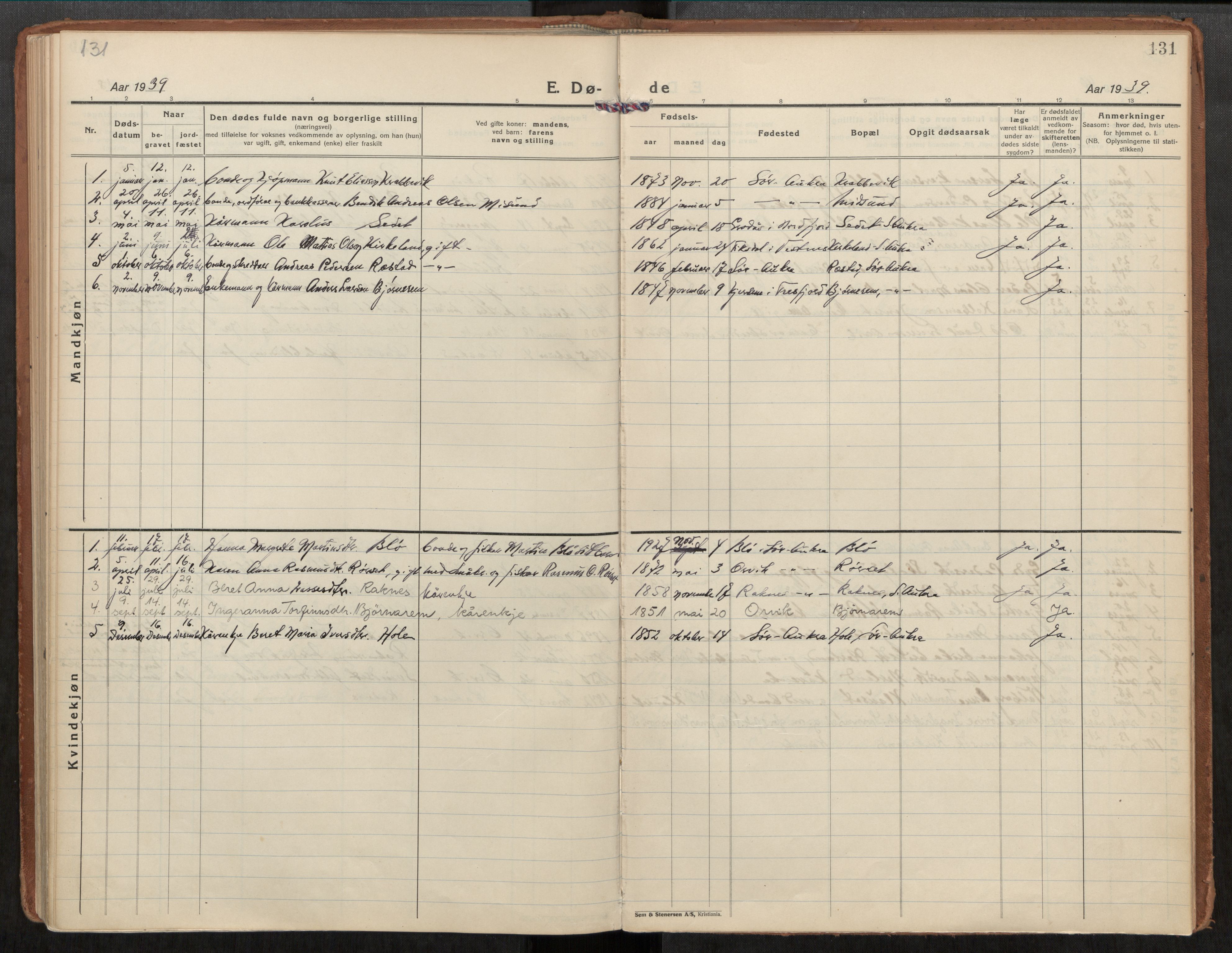 Ministerialprotokoller, klokkerbøker og fødselsregistre - Møre og Romsdal, AV/SAT-A-1454/563/L0741: Parish register (official) no. 563A03, 1924-1945, p. 131