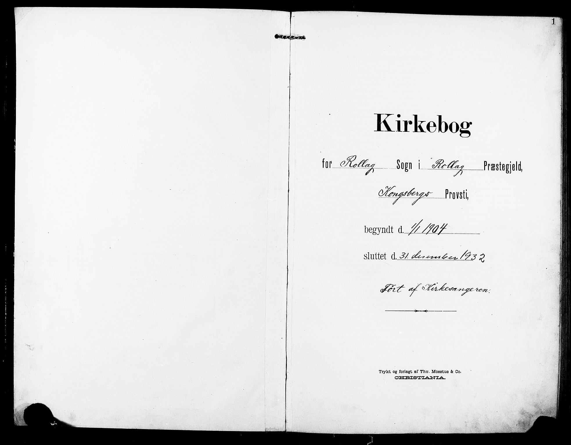 Rollag kirkebøker, AV/SAKO-A-240/G/Ga/L0005: Parish register (copy) no. I 5, 1904-1932, p. 1