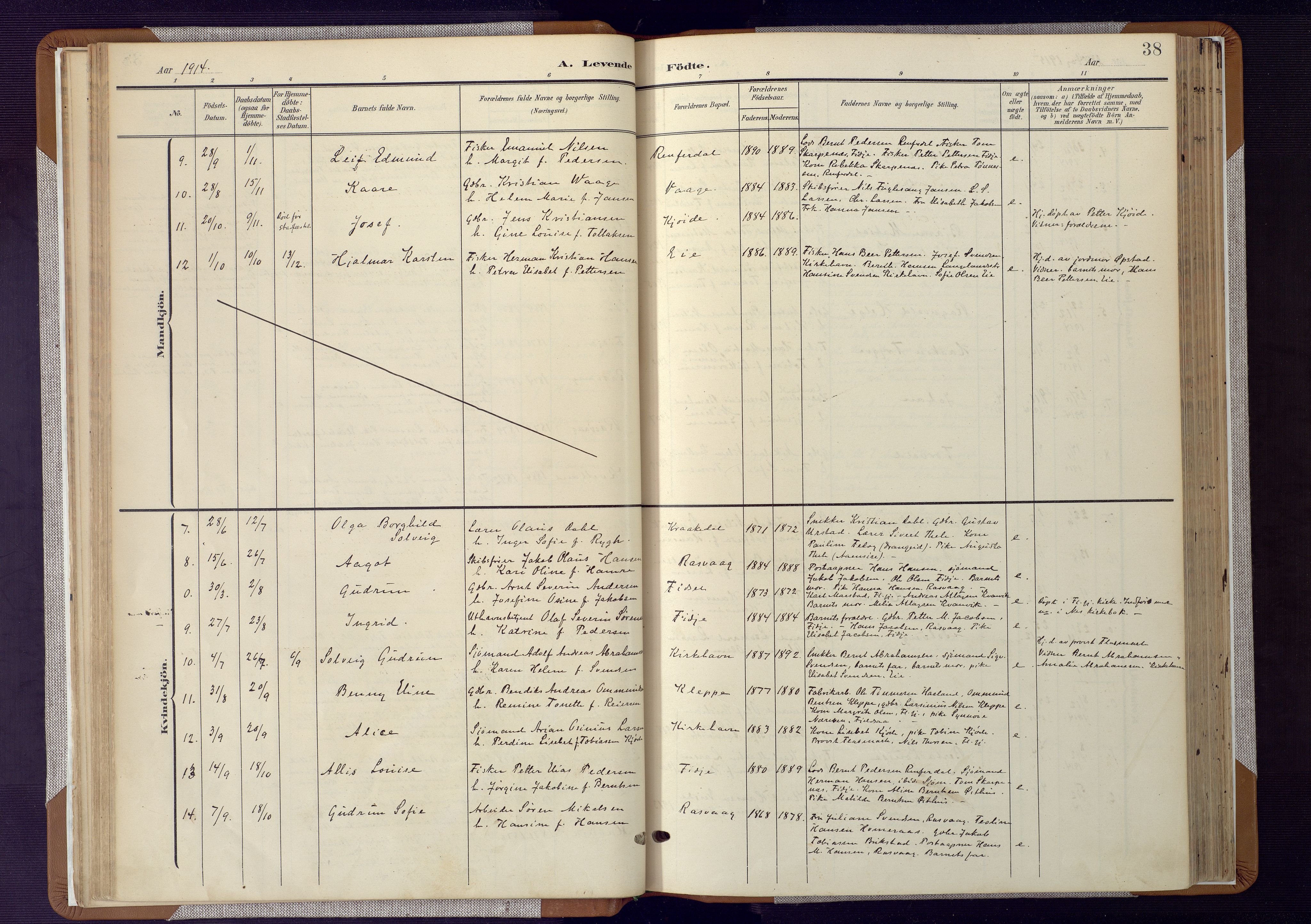 Flekkefjord sokneprestkontor, AV/SAK-1111-0012/F/Fa/Fab/L0007: Parish register (official) no. A 7, 1902-1921, p. 38