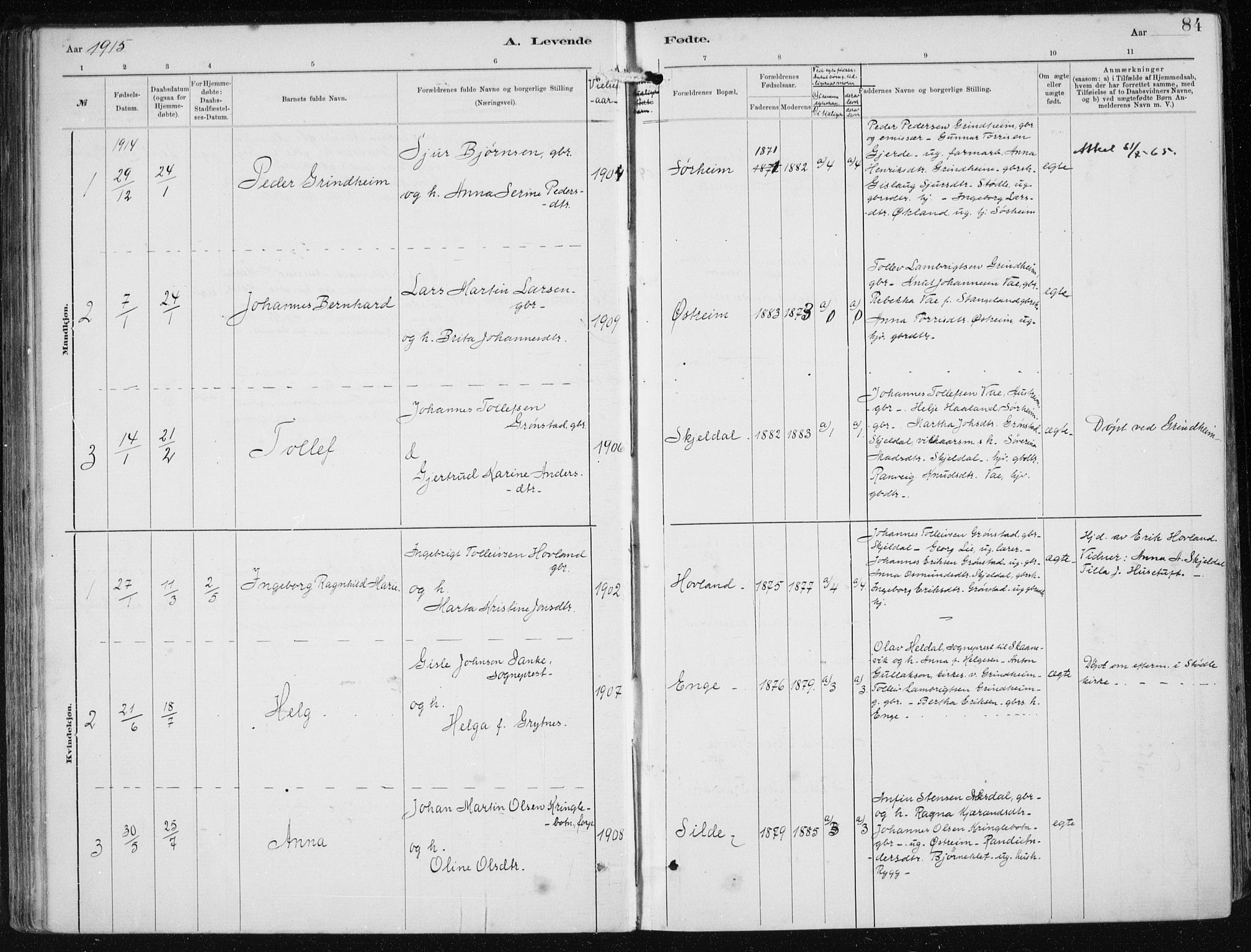 Etne sokneprestembete, SAB/A-75001/H/Haa: Parish register (official) no. B  1, 1879-1919, p. 84