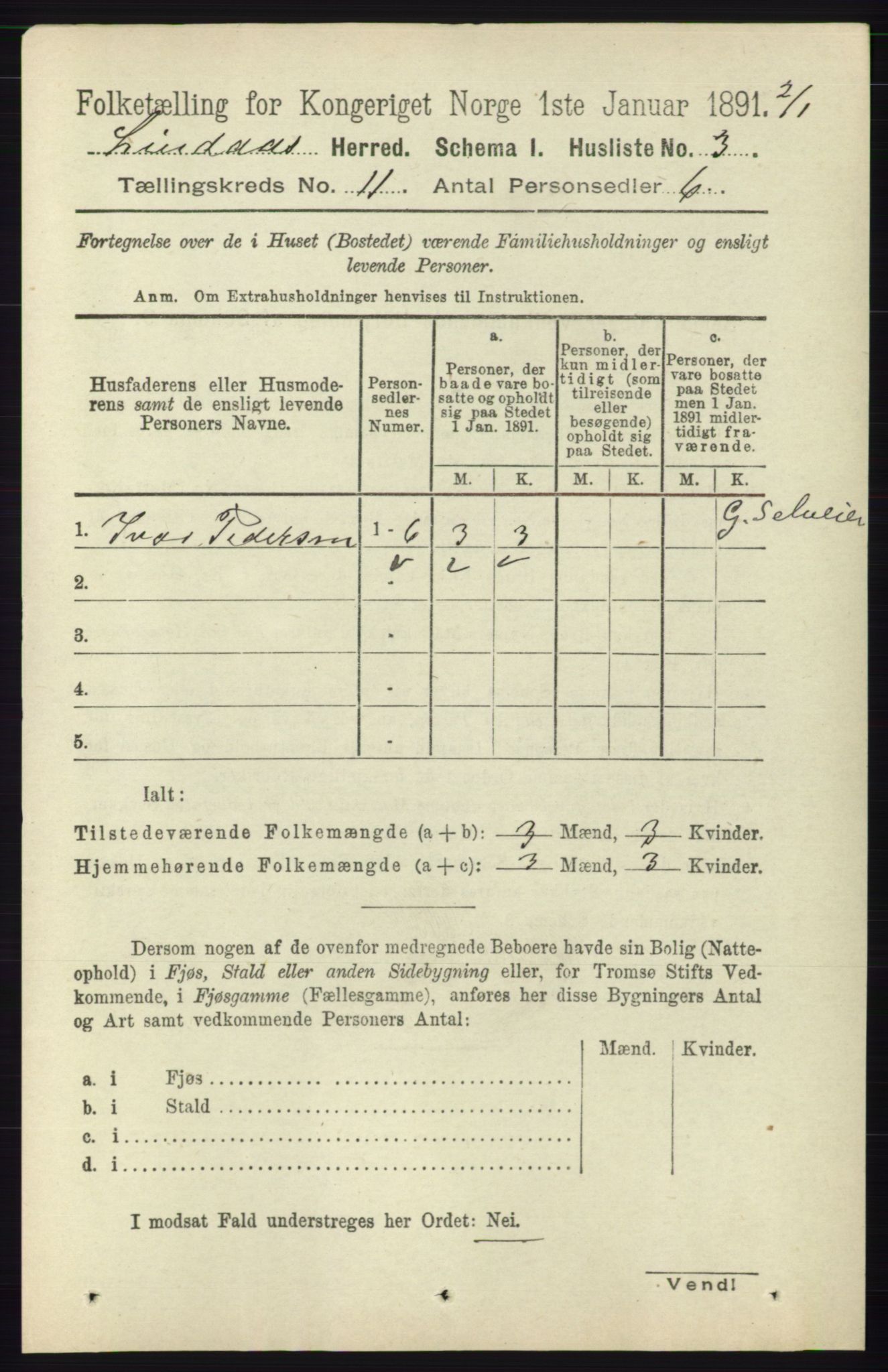 RA, 1891 census for 1263 Lindås, 1891, p. 3614