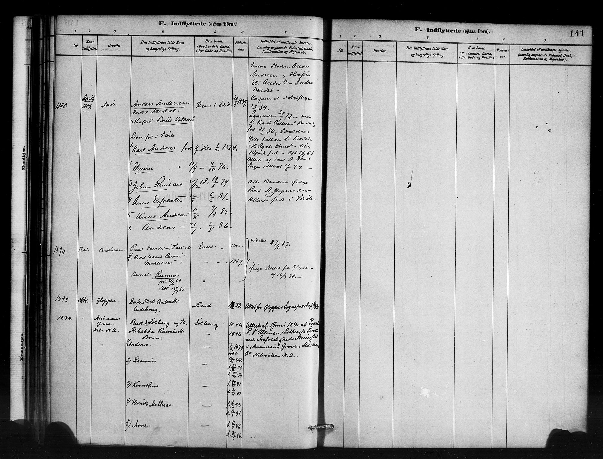 Innvik sokneprestembete, AV/SAB-A-80501: Parish register (official) no. D 1, 1879-1900, p. 141