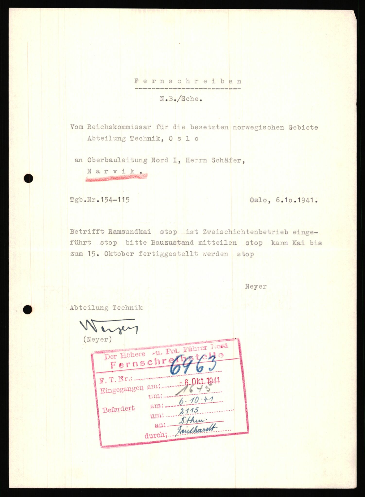 Tyske arkiver, Organisation Todt (OT), Einsatzgruppe Wiking, AV/RA-RAFA-2188/2/B/Bb/L0006: Korrespondanse med Kriegsmarine, 1940-1941, p. 30