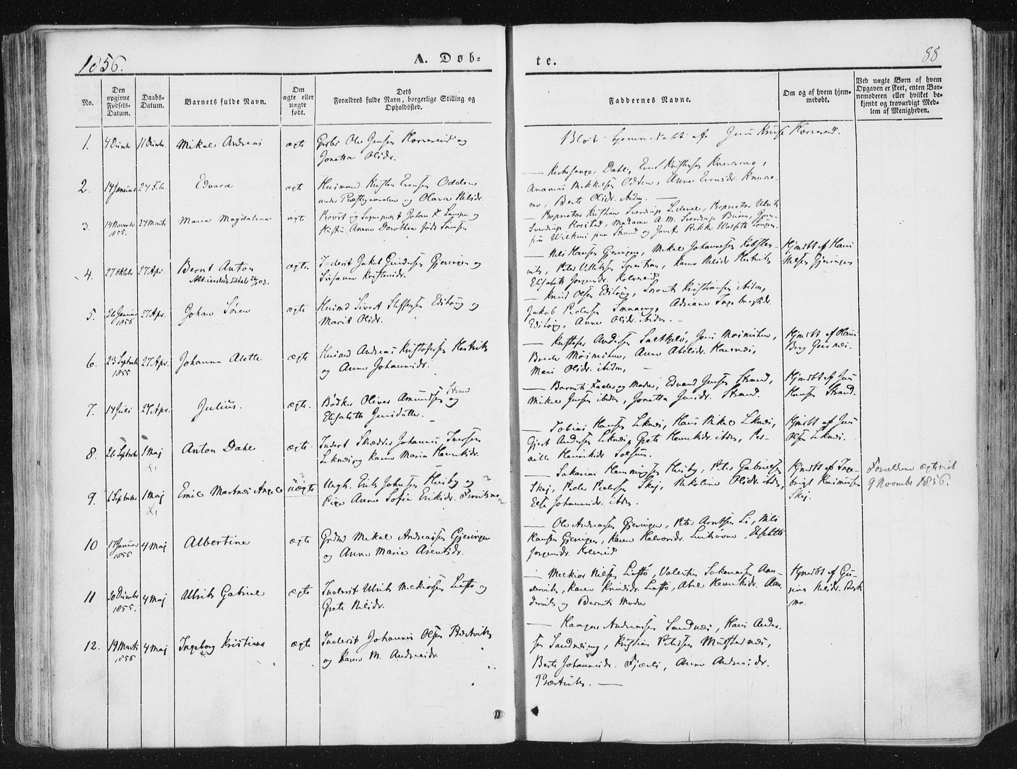Ministerialprotokoller, klokkerbøker og fødselsregistre - Nord-Trøndelag, SAT/A-1458/780/L0640: Parish register (official) no. 780A05, 1845-1856, p. 88