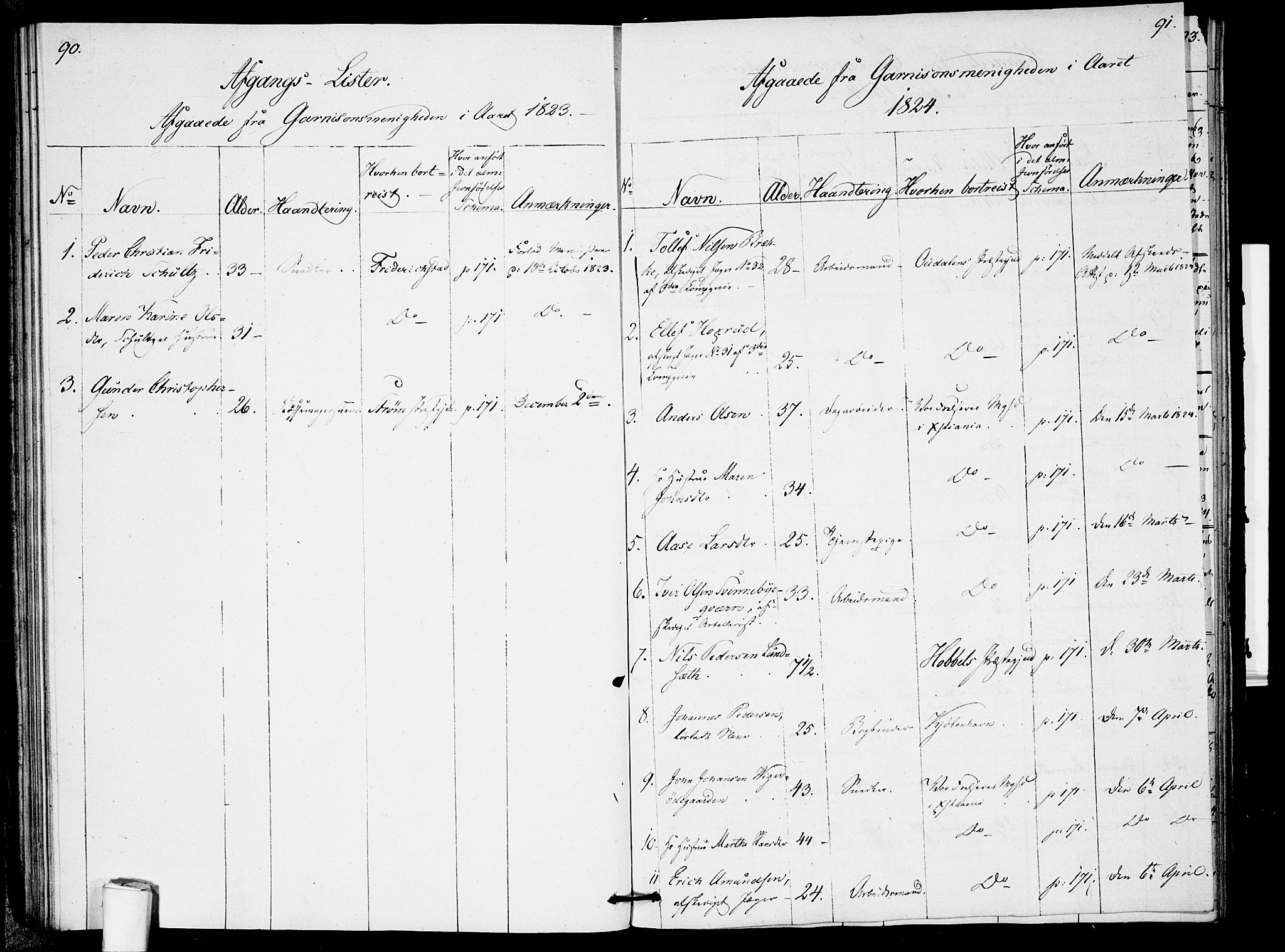 Garnisonsmenigheten Kirkebøker, AV/SAO-A-10846/F/Fa/L0005: Parish register (official) no. 5, 1824-1830, p. 90-91